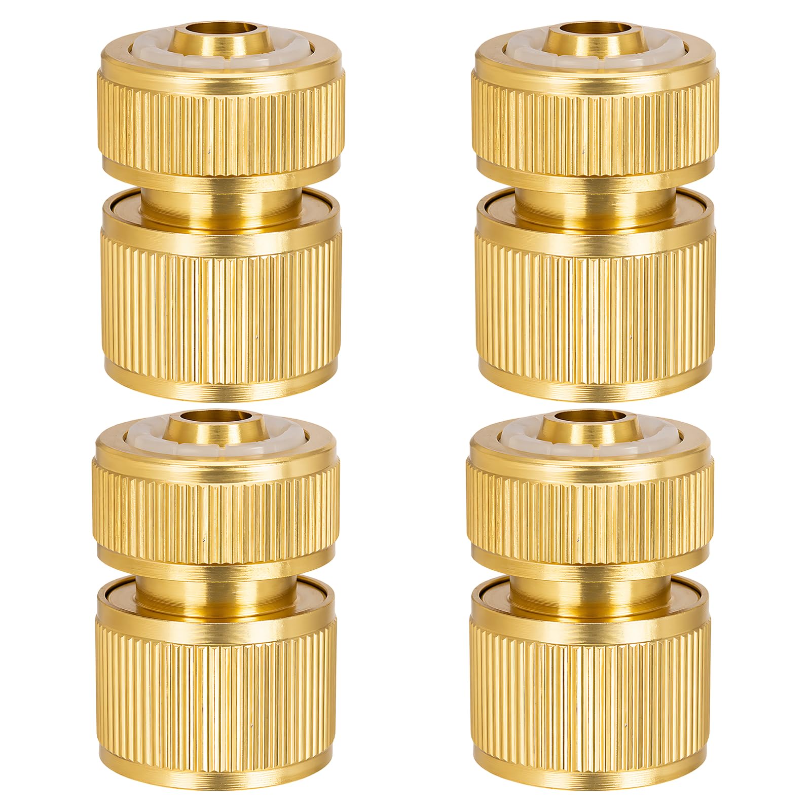 4Pcs Brass Hose Connector, Quick Connect Hose End Fitting, Water Pipe Adapter Kit for Car Washing and Garden Irrigation