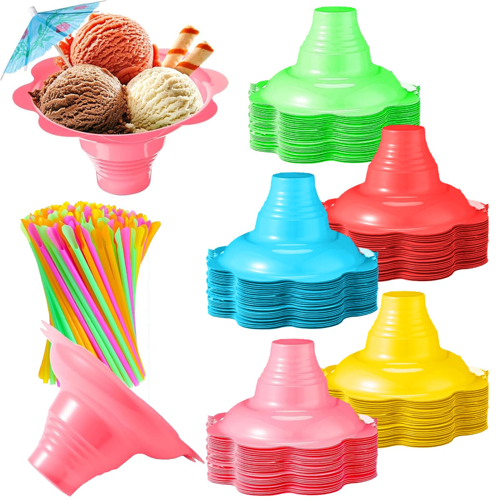 Amazon.com: Silkfly 25 Pcs 4 oz Colorful Flower Snow Cone Cups Shaved ...