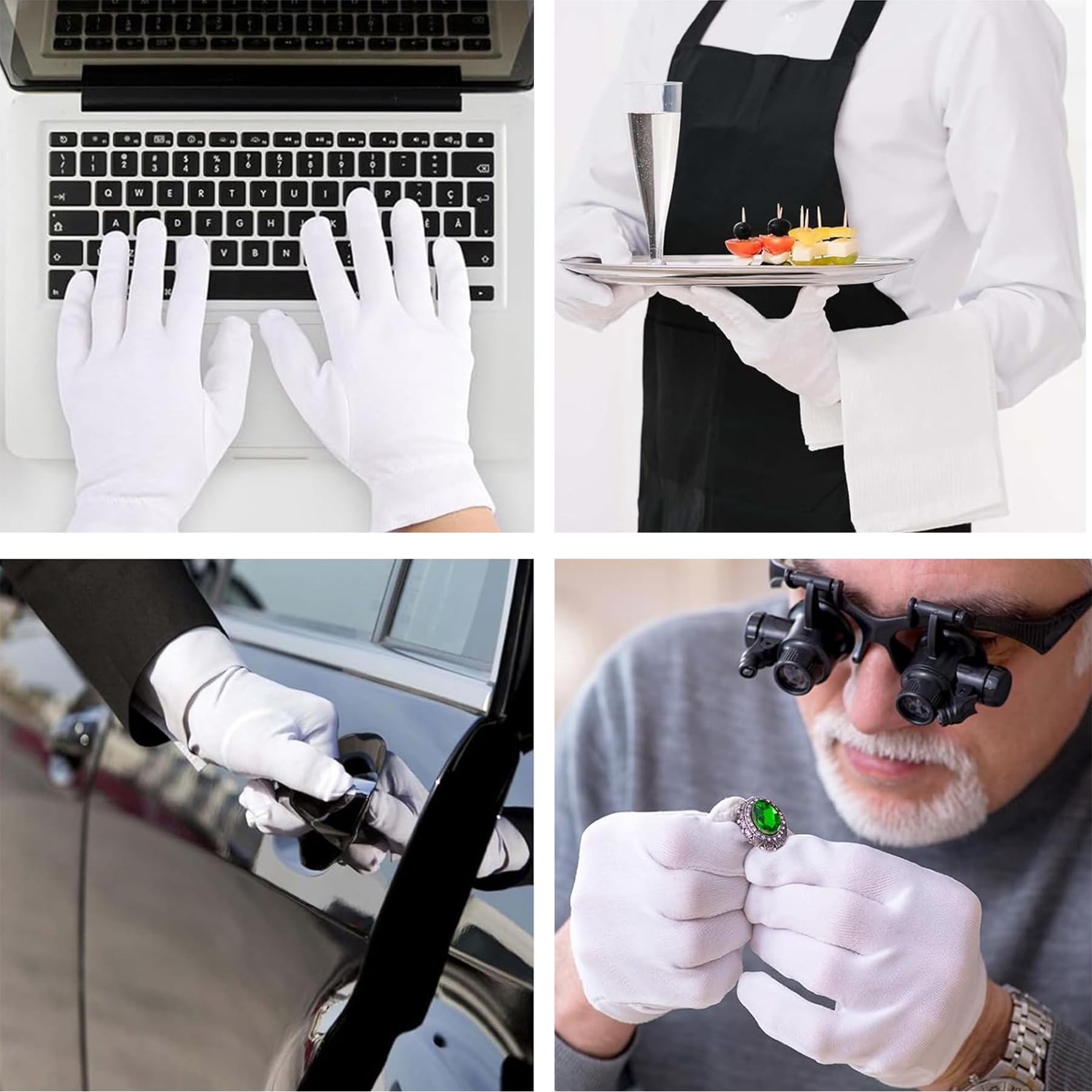 6 Paia Guanti di Cotone Idratanti per Mani Secche, Eczemi, Bellezza, Pelle Sensibile e Irritata, Sottile Neurodermatite a Maglia, Traspiranti, Sottili Guanti da Lavoro a Mano Asciutta 22cm