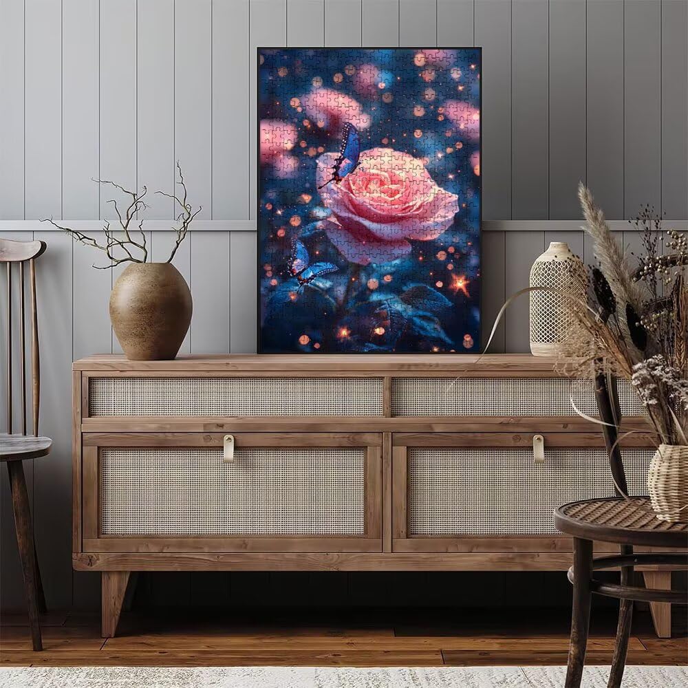 Puzzle 4000 sztuk, motyl różowa róża puzzle dla dorosłych 4000, drewniane puzzle, klasyczne gry edukacyjne, niemożliwe wyzwanie, rodzina gier, kreatywny prezent DX0YL1-360