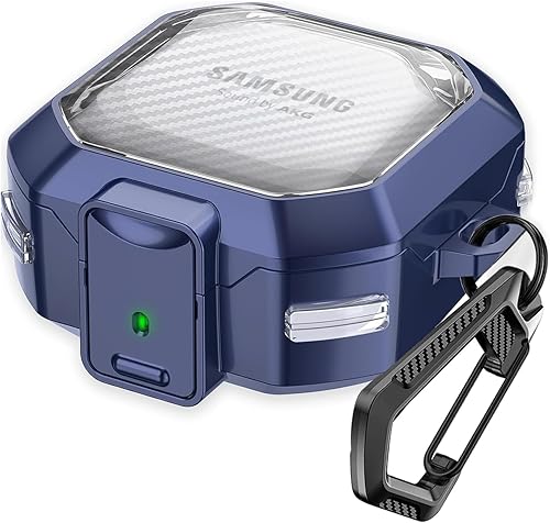 (con bloqueo seguro) Funda transparente de fibra de carbono para Samsung Galaxy Buds FE (2023) Galaxy Buds 2 Pro (2022)Galaxy Buds Pro (2021)Galaxy