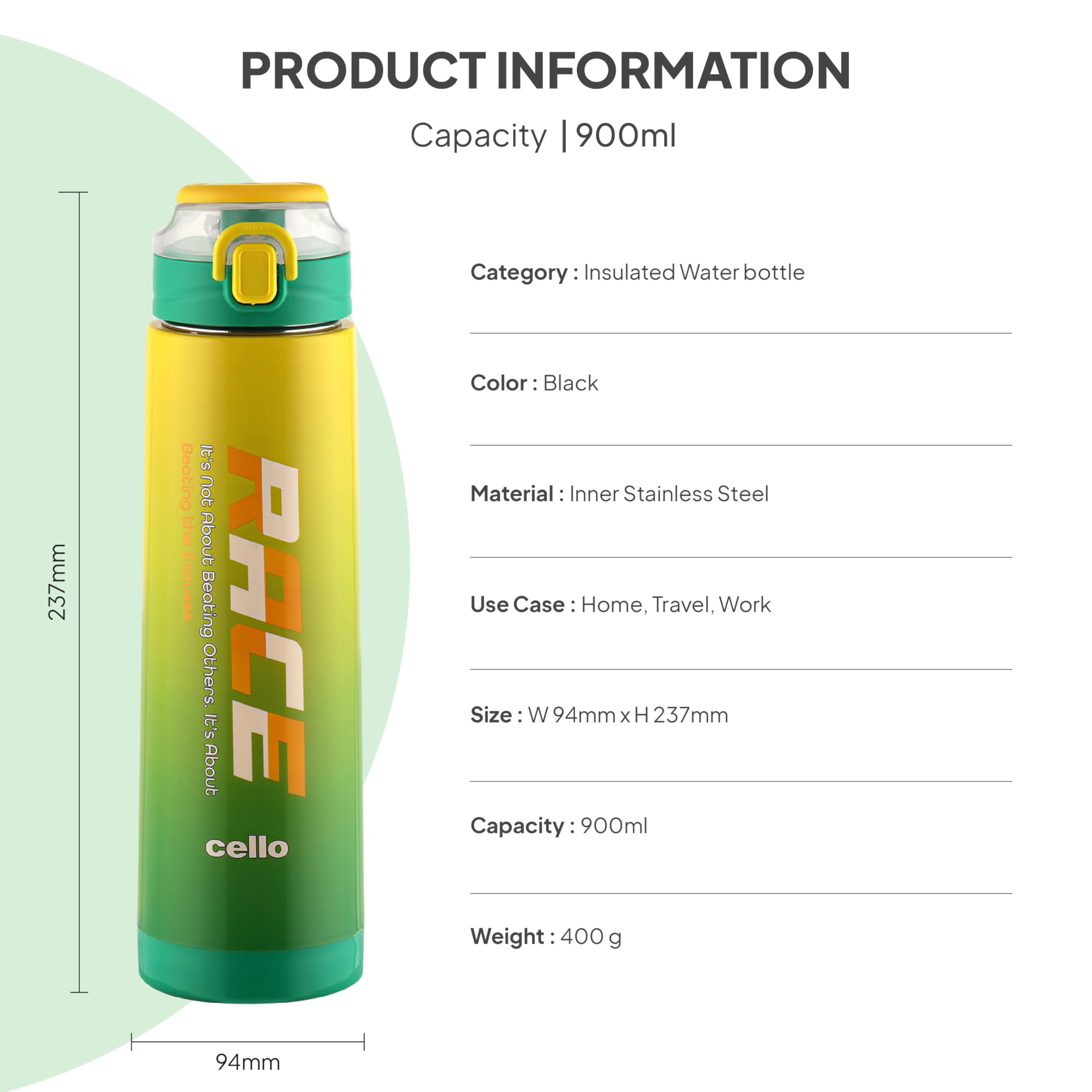Cello Puro Steel-X Water Bottle - 900ml Insulated -8