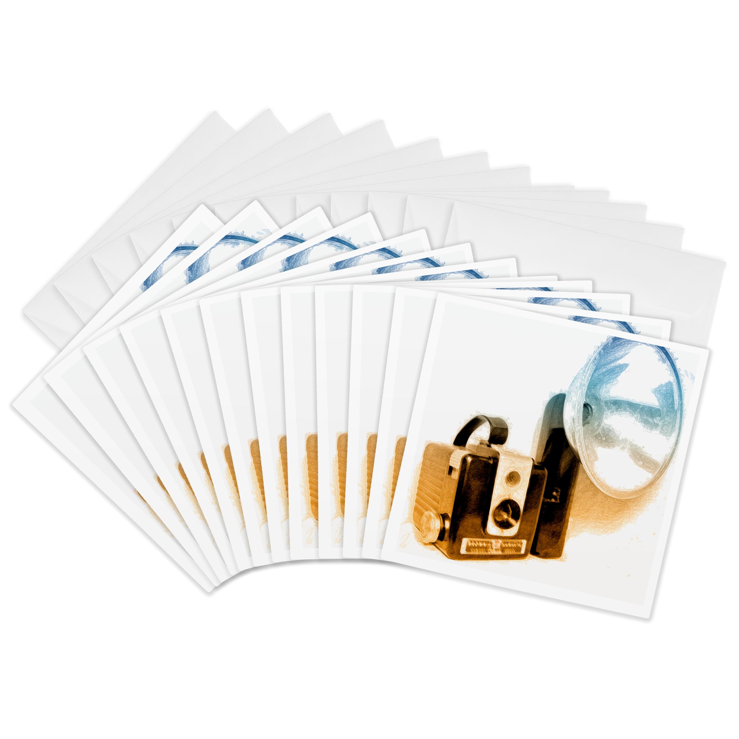 3Drose Picture of a Vintage 1950S Camera with Bulb Flash - Greeting Cards, 6 by 6-inches, Set of 12 (gc_20729_2)