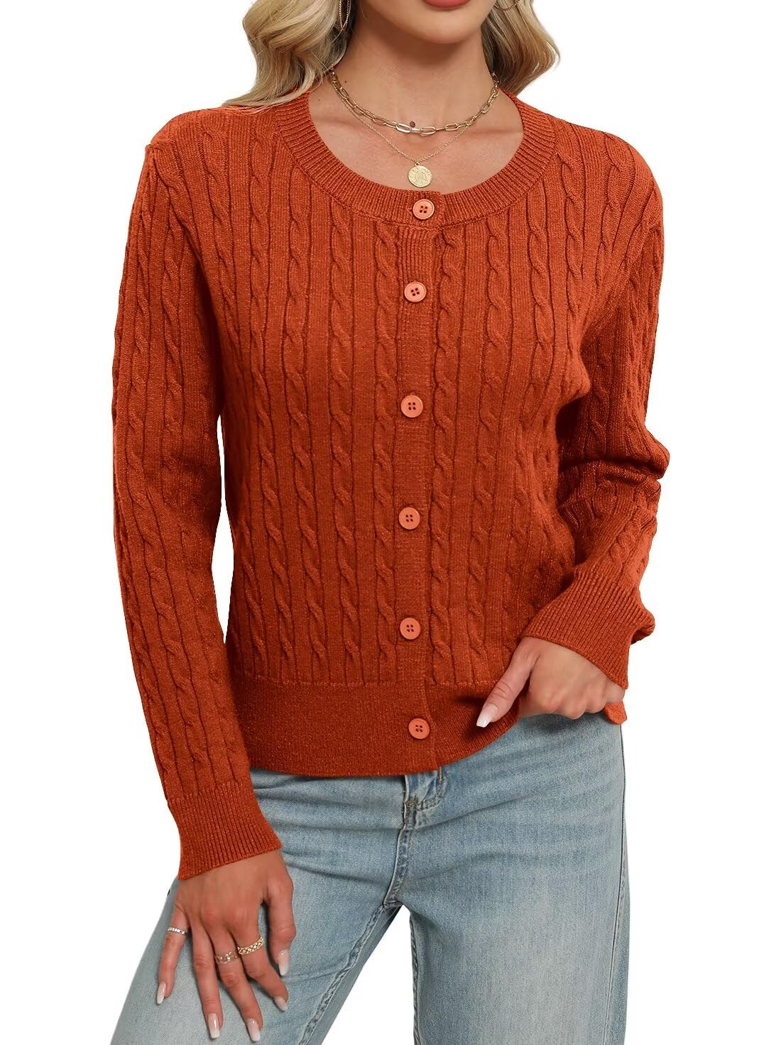 Ezbelle Women's Long Sleeve Open Front Cropped Lightweight Cardigan Sweater Button Down Shirt 2026 Fall Tops
