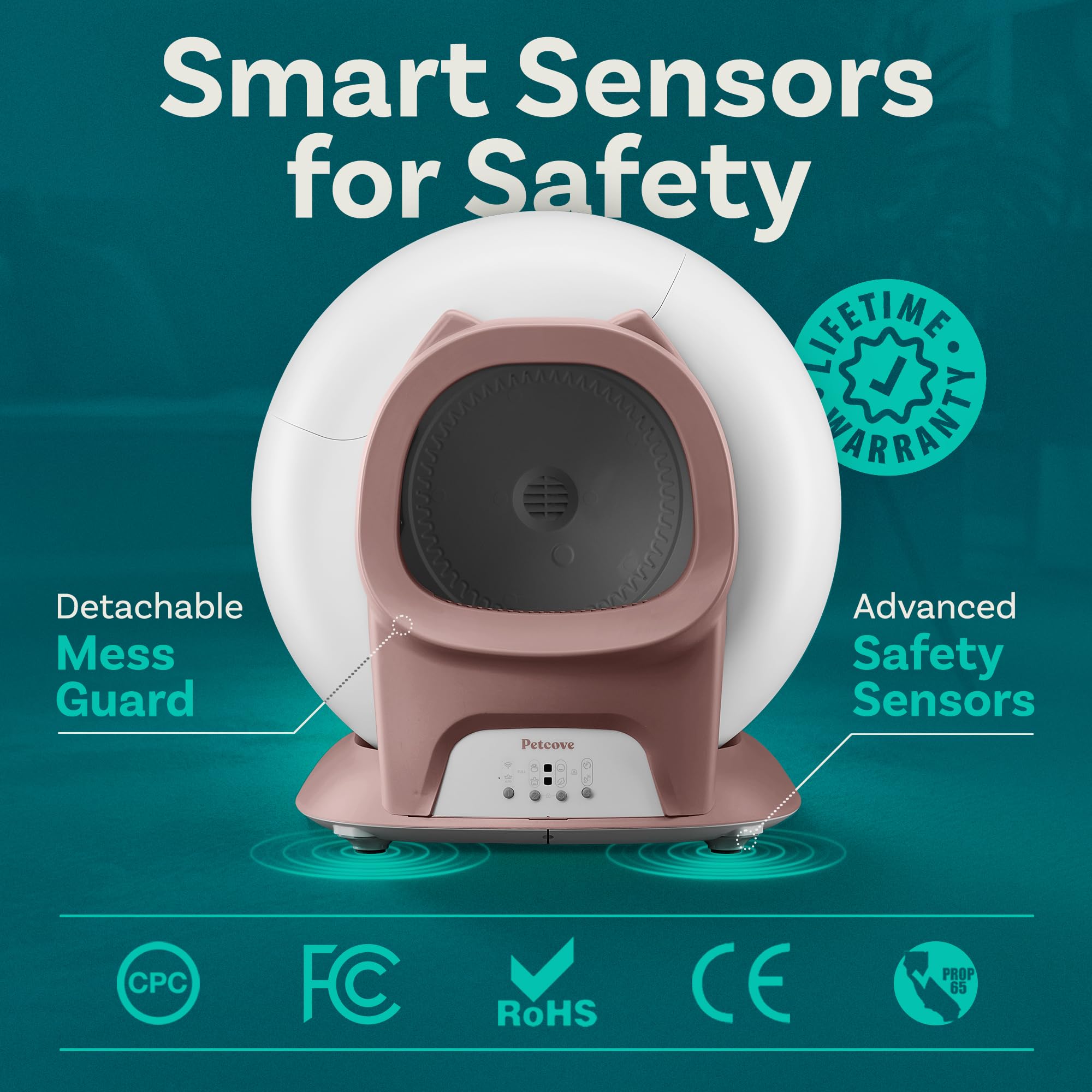 Petcove – Automatic Self Cleaning Litter Box – PurrTek Smart Automatic Litter Box for Multi-Cat Homes with Smart App Control (5GHz Wi-Fi), Triple Odor Control Quiet Operation & Advanced Safety Sensors: Self Cleaning Litter Box with Auto Safety Sensors for Multiple Cats - Automatic Cat Litter Box Self-Cleaning - Covered Ultra Odor Removal - Smart APP Control - Compatible On All WiFi - Electric Robot