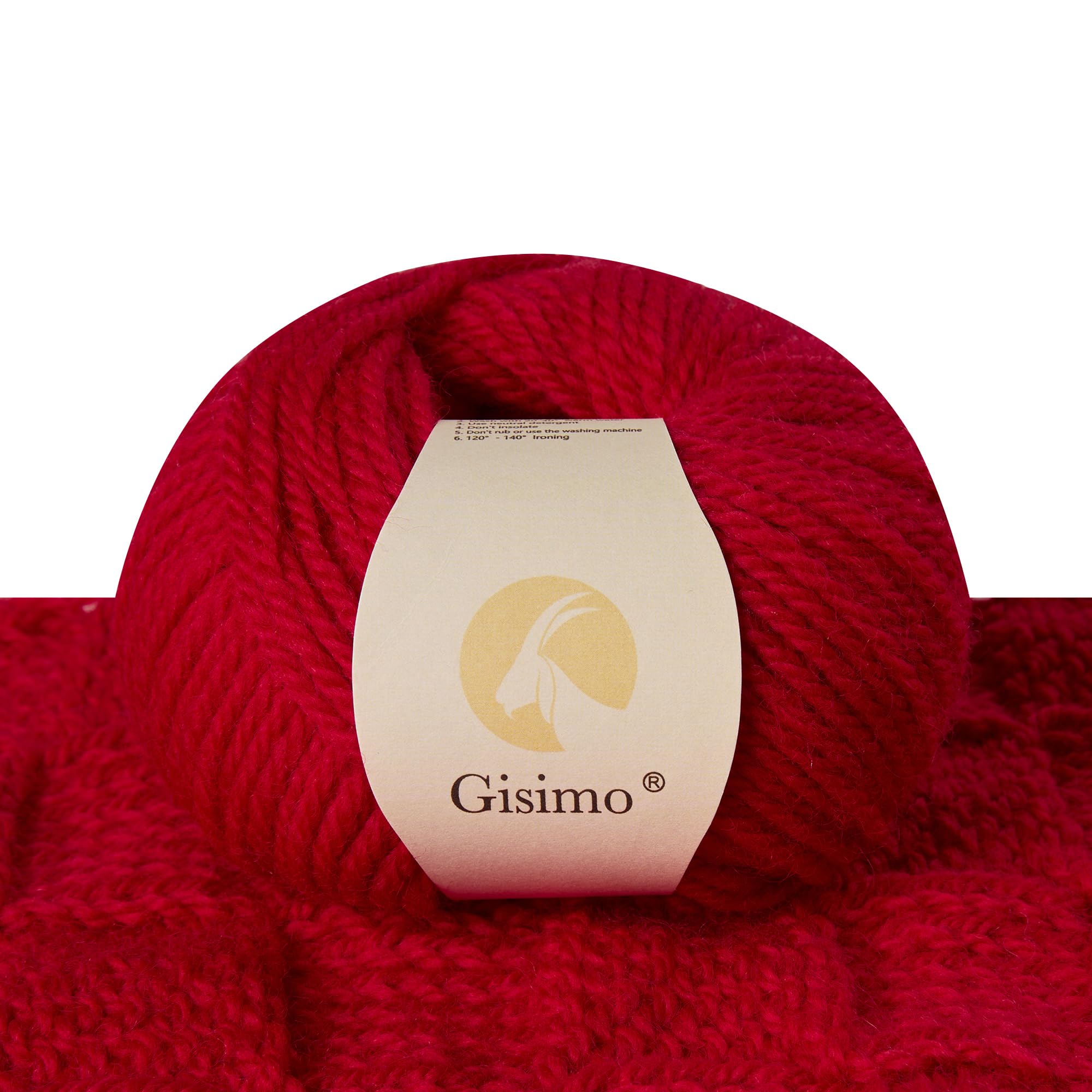 100% Merino Wool Yarn, 3-Ply Luxurious and Soft Yarn for Hand Knitting &amp; Crocheting (Red,1Ball)