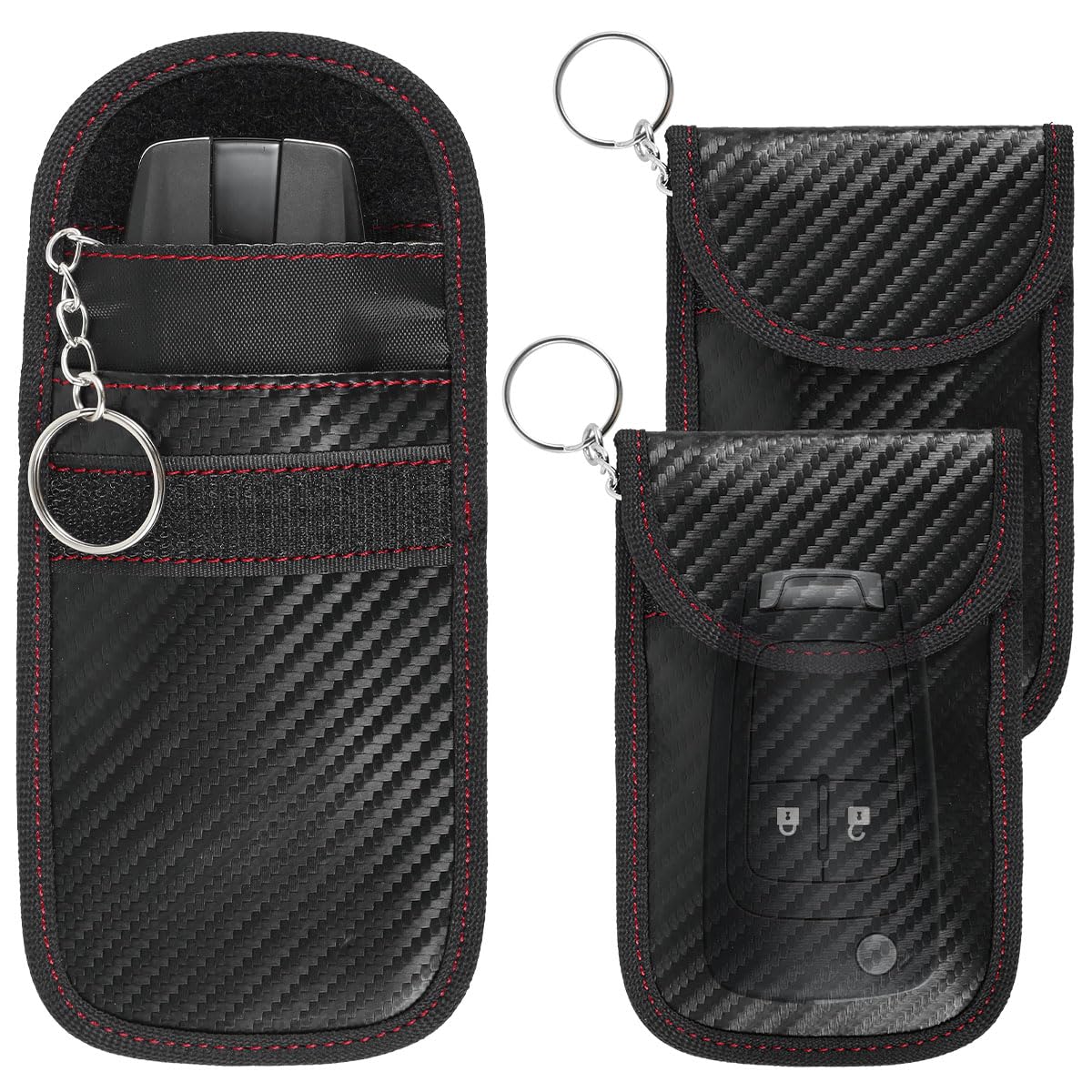 Txkrhwa 3Pcs Faraday Key Fob Protector, Car Key Signal Blocker Pouch Anti-Theft RFID Blocking Faraday Bag Portable Key Fob Protection Pouch RFID Signal Blocking Security Pouch for Car Security(Black)