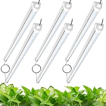 JESLED Waterproof T8 Grow Lights, 3FT 5000K Full Spectrum Daylight, 6Packs | 216W6 X 36W1350W Equivalent, V-Shaped Beam, On/Off Switch, Linkable Plant Light Strip for Greenhouse, Shelf, Indoor Outdoor