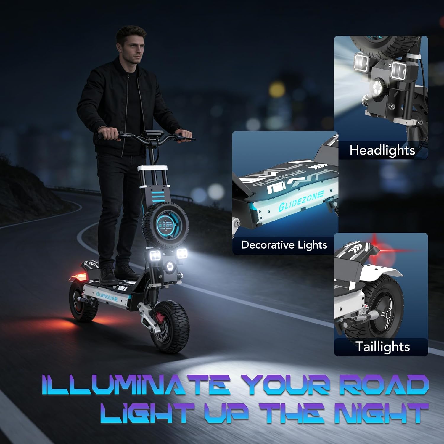 GD83 Off-Road Electric Scooter for Adults, 5600W Dual Motor, 60V 36Ah, Up to 50 MPH, 60 Miles Long Range, 11" Pneumatic Tires, Foldable Commuter E-Scooter