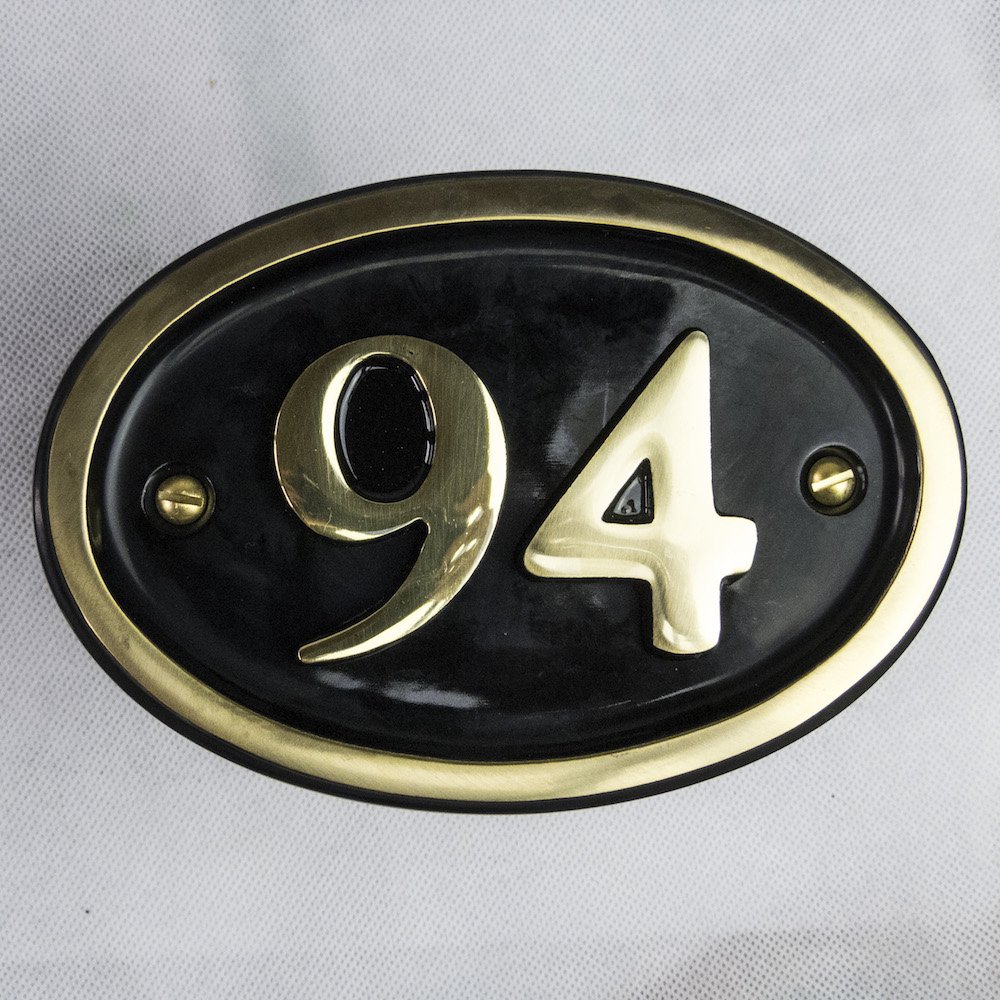 Signs & Numbers Solid Brass House Number Oval Design (No 94)