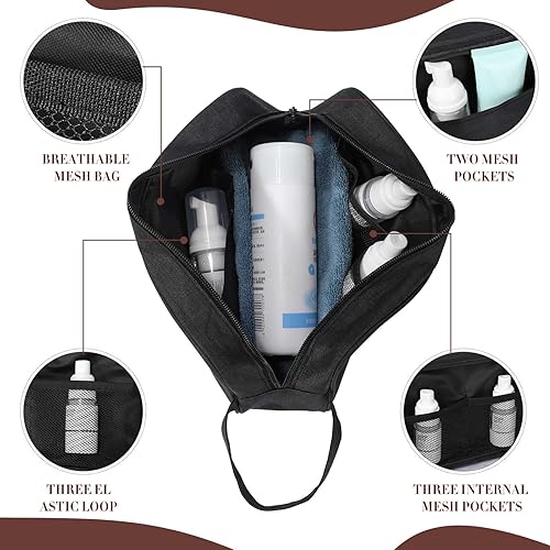 Miniatura 4 de Sweetude Neceser de 9 piezas para hombres y mujeres, resistente al agua, bolsa de afeitado plegable, bolsa de viaje para cosméticos, organizador de