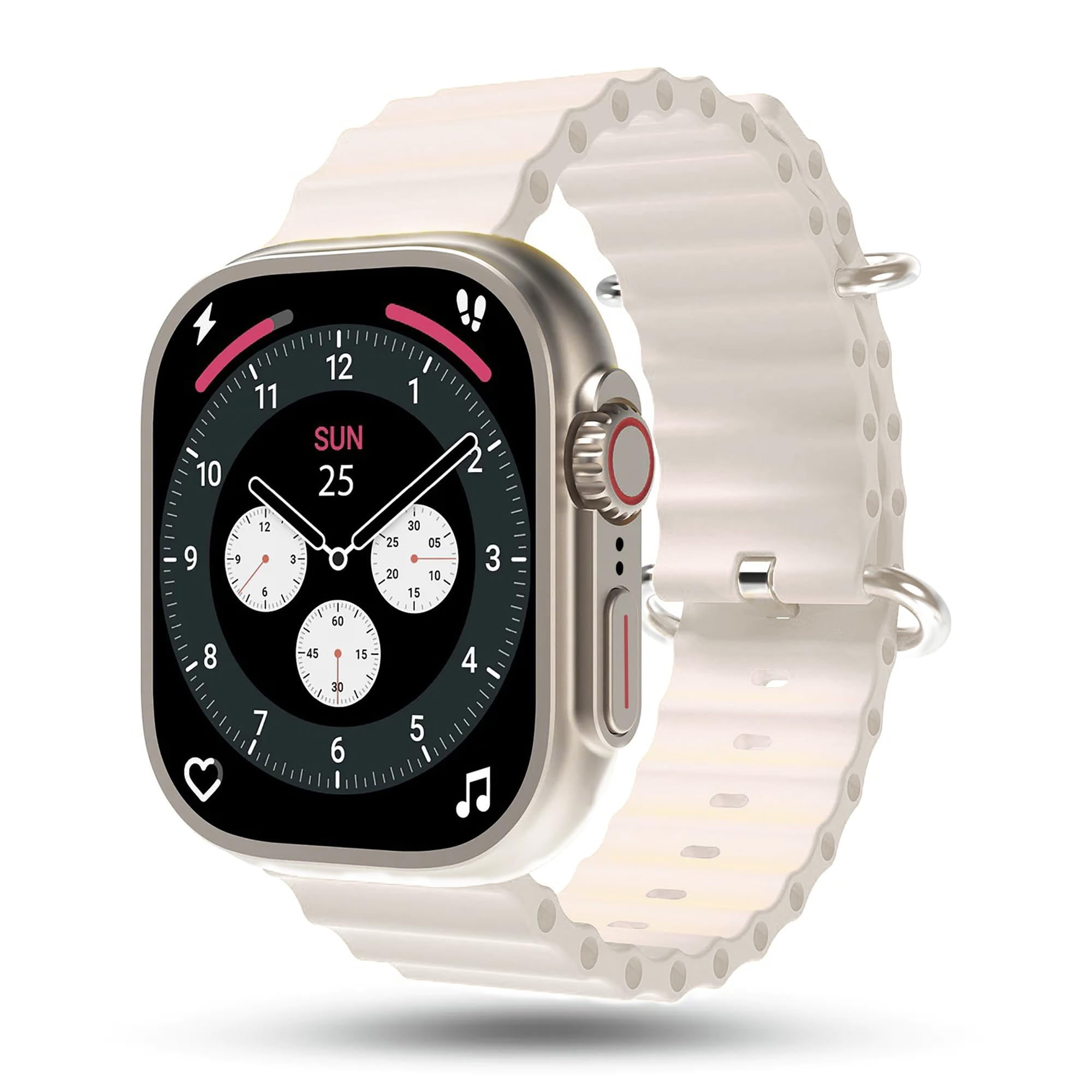 TXORTXOR Epic Ultra, Smart Watch with BT Calling, Infinity AMOLED Split Screen 1.78" HD Display 368 * 448px (APP : WWFIT2.0), Silver White