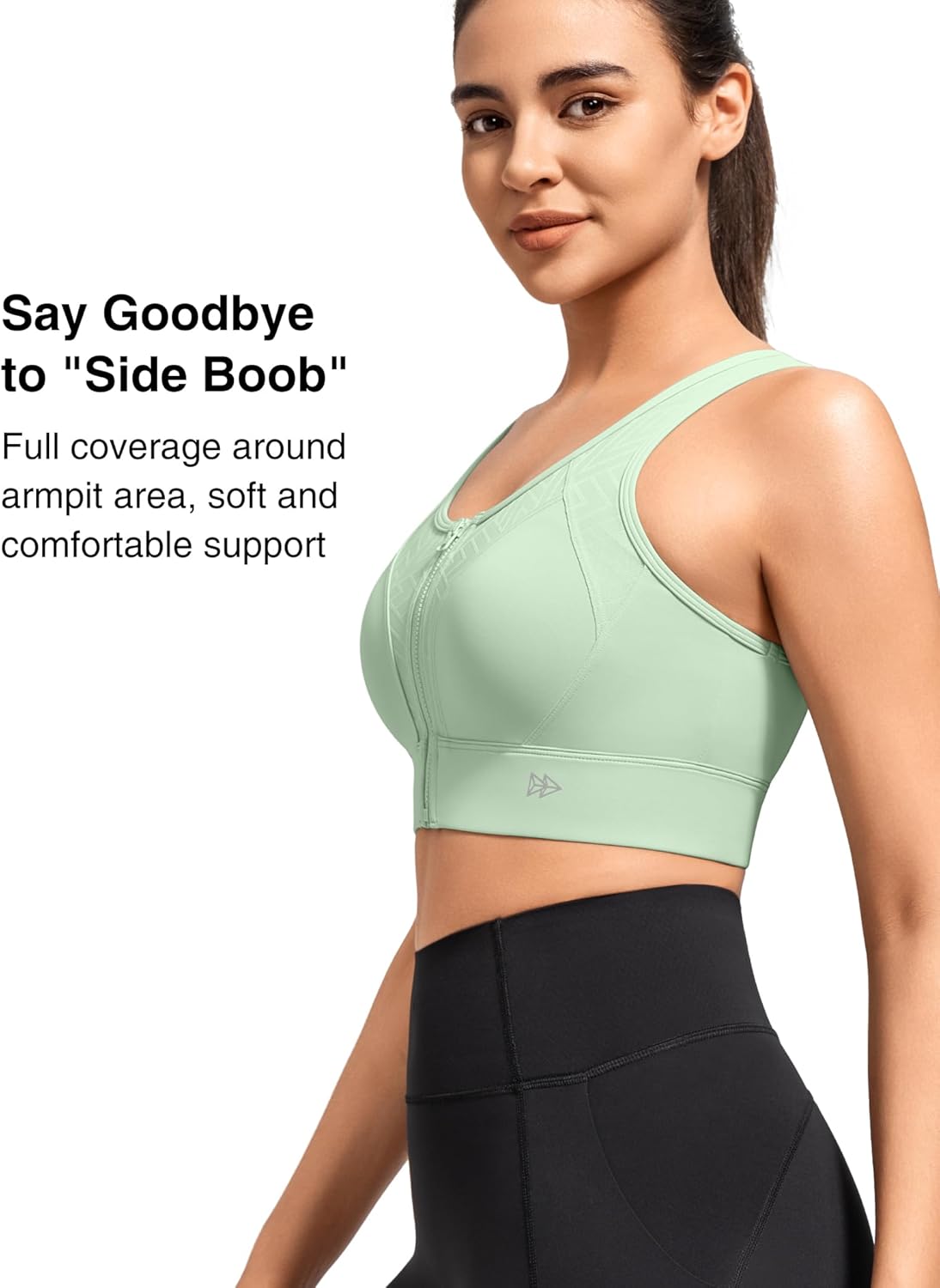 Yvette High Support Sports Bras for Women Zip Front Closure Sports Bra Plus Size Supportive Mold Cups Running Workout - Image 3