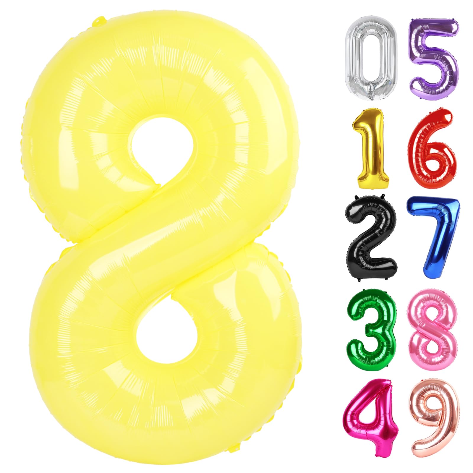 Yellow Number 8 Balloon 40 Inch, 8th Birthday Party Decorations Men Women