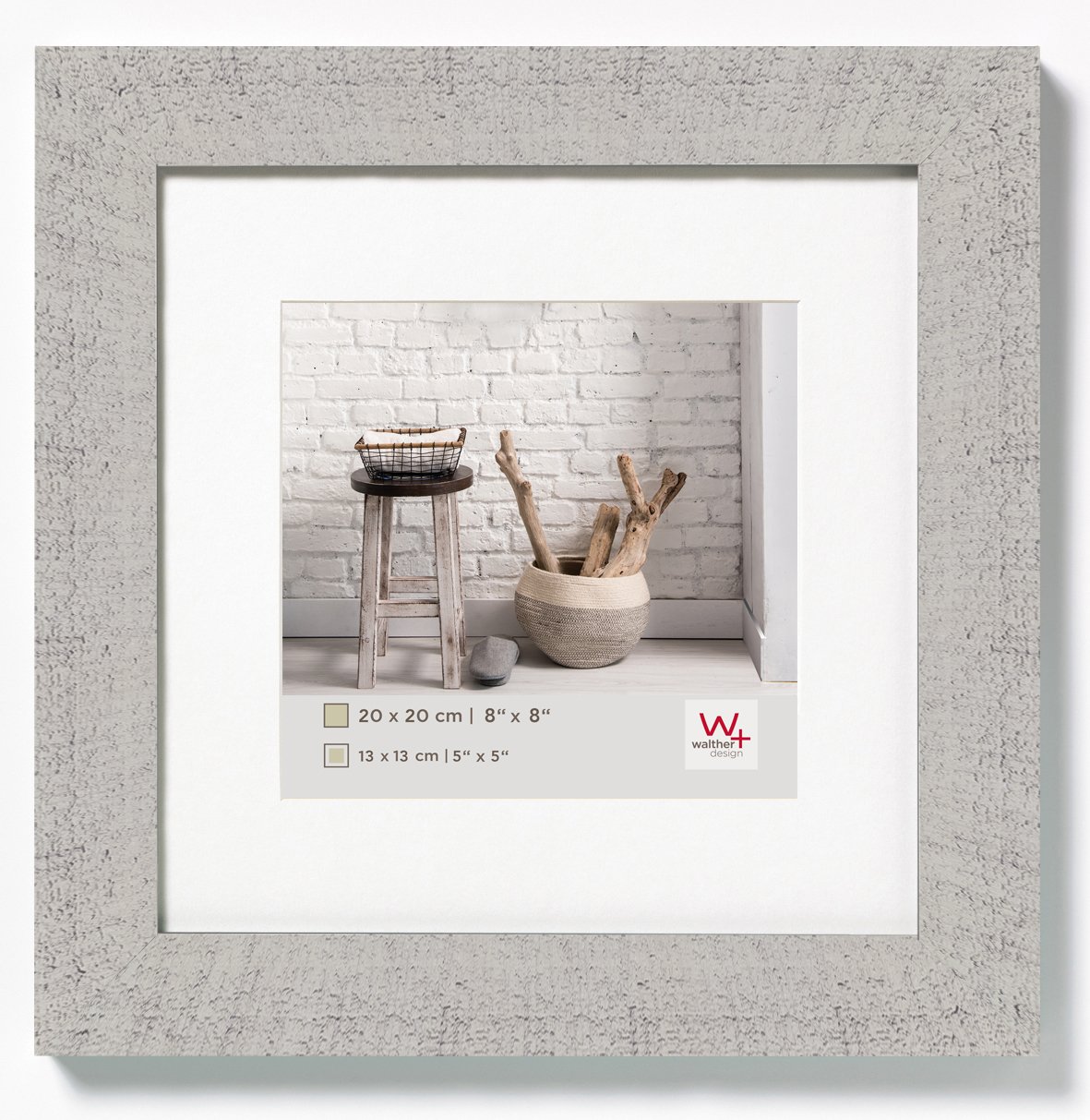 walther design Bilderrahmen hellgrau 20 x 20 cm Home Holzrahmen HO220X