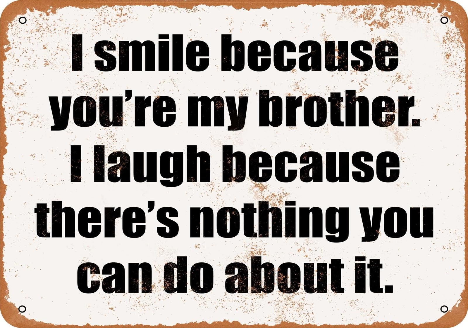 Miaomansenstore Metal Sign - I Smile Because You're My Brother- Vintage Look Home Decor