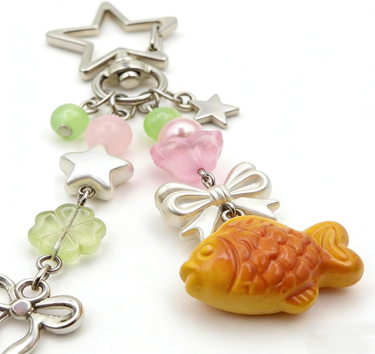 Cute Keychain Charms, Kawaii Japanese Fish Bag Charm Accessories, Y2K Phone Charms for Women, Anime Beaded Purse Keyring
