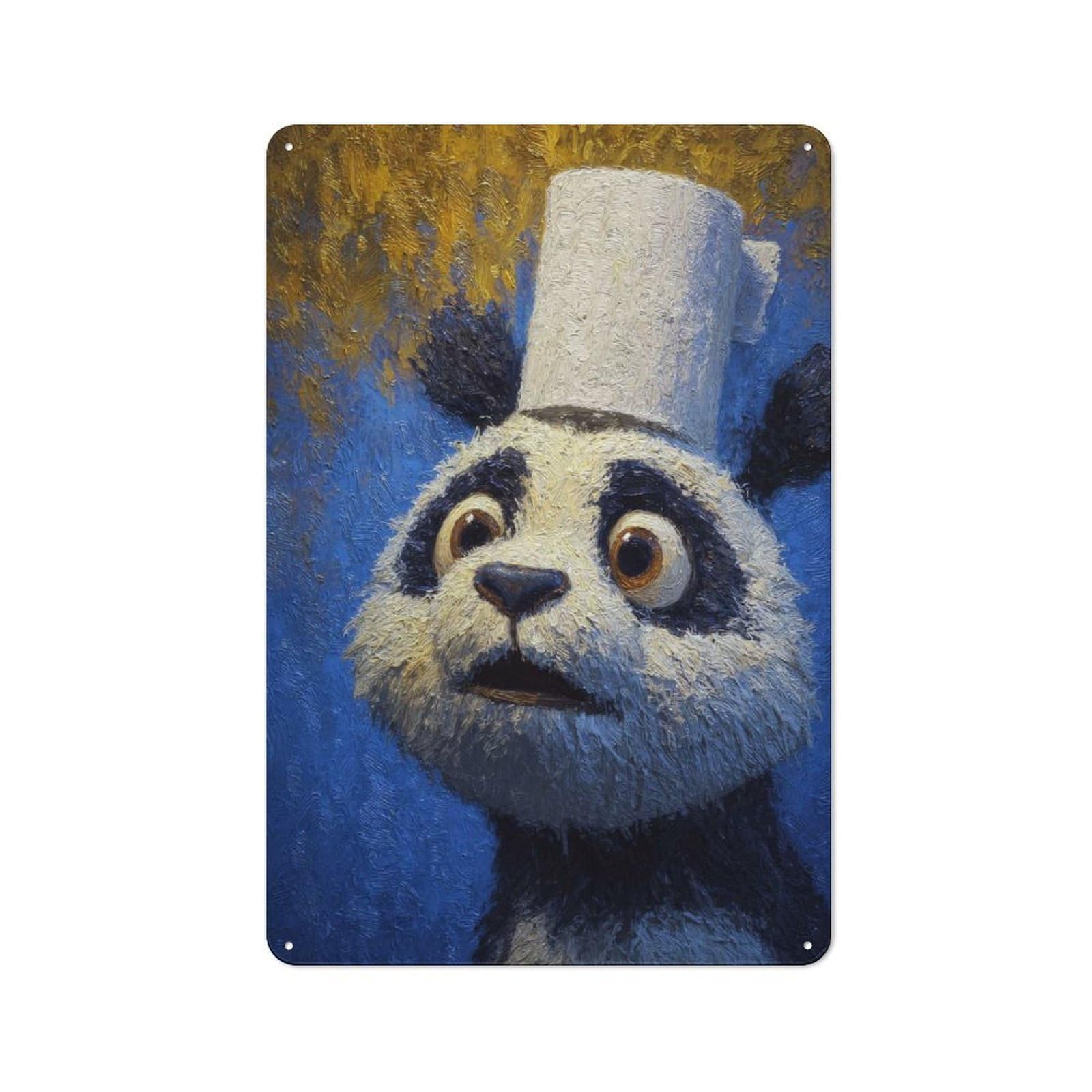 Junmoney Style-14 Panda Chef Painting Vintage Tin Sign 30X20cm, Rustic Bistro Wall Plaque For Coffee Bar, Kitchen, Bistro Or Tea Corner