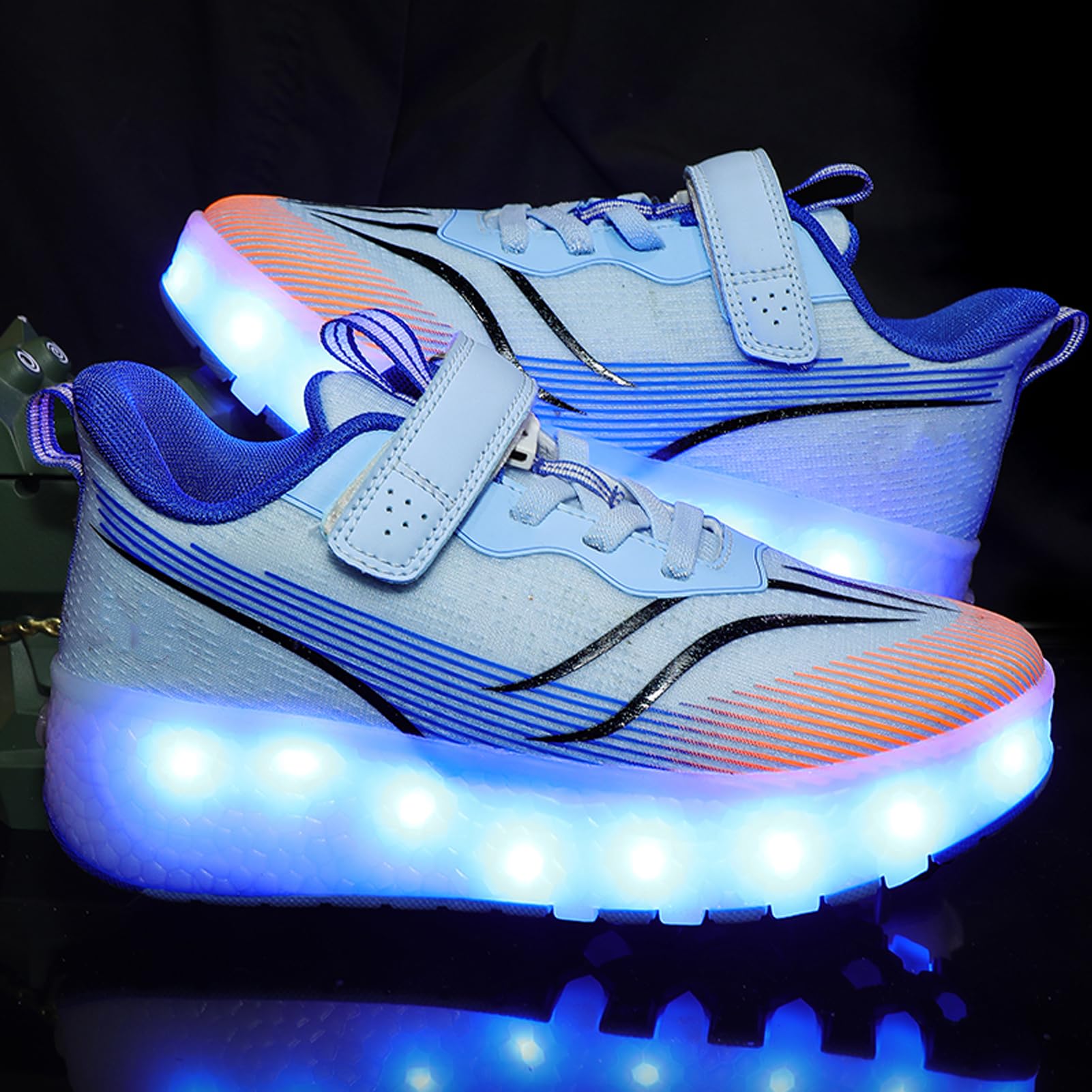 Chaussures à Roulettes LED Rechargeables USB – Lumières Clignotantes Multicolores, Style Sport Outdoor Fille Garçon