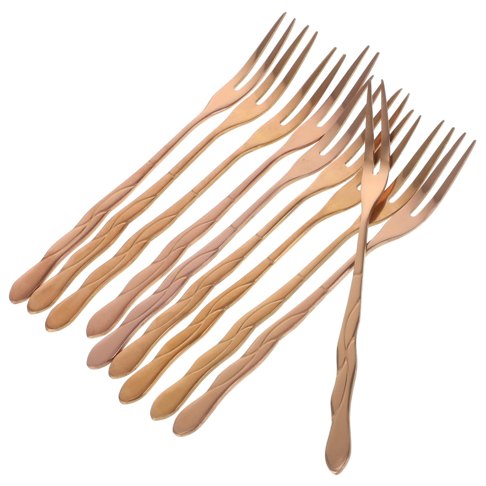 MAGICLULU 20pezzi Forchette Per Frutta Acciaio Inossidabile Doppio Dente Eleganti Forchettine Per Dessert e Insalate Per Feste e Eventi Hotel e Bar Oro Rosa