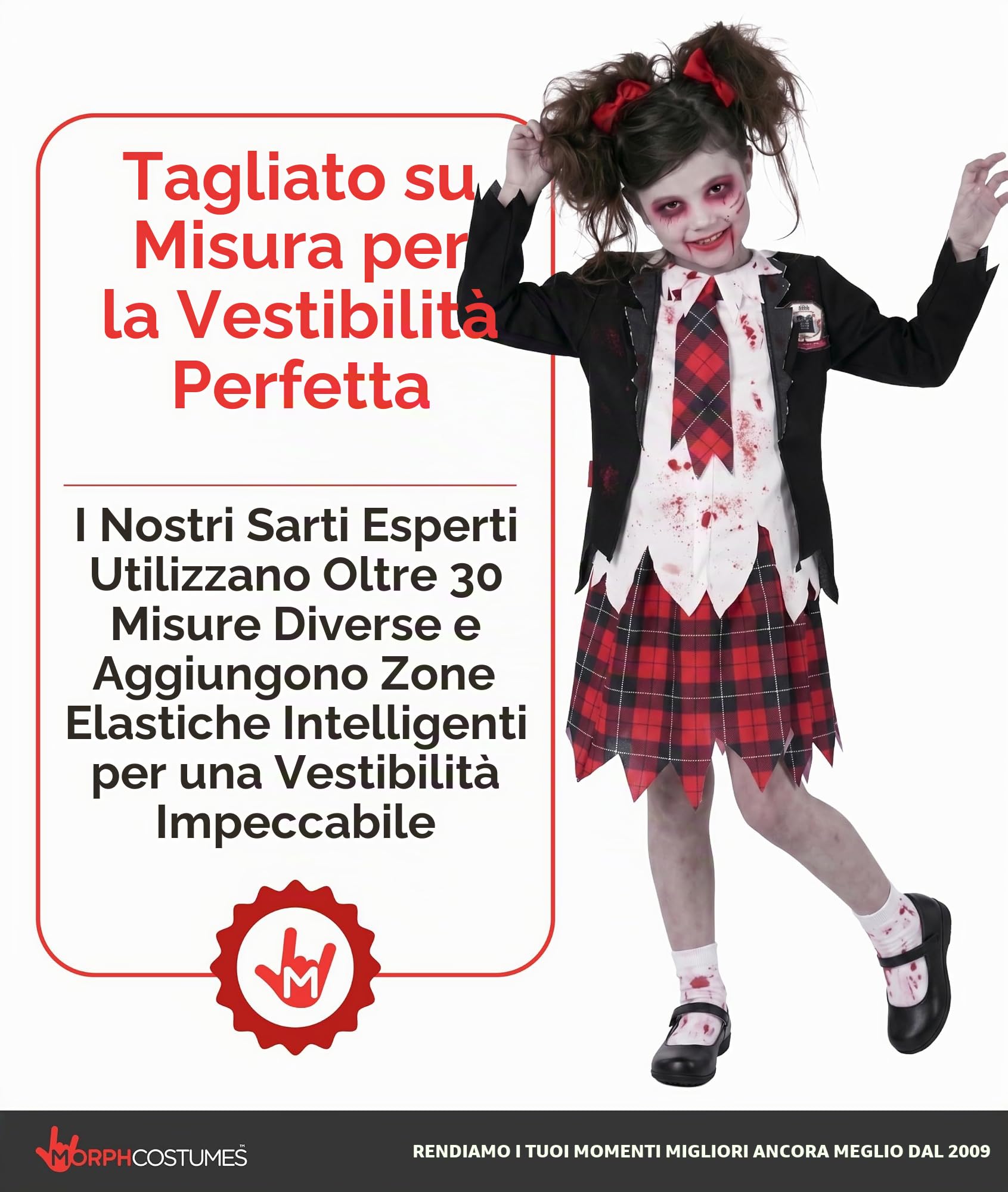 Morph Costume Zombie Bambina, Costume Halloween Bambina