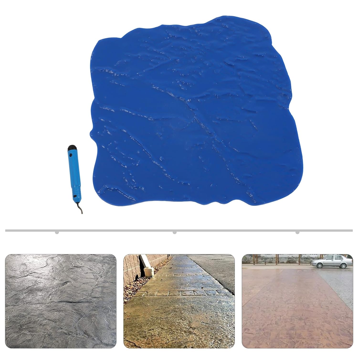 Concrete Seamless Stamps Mats, 36" x 36" Concretes Stamp Mats, Slate Stamped Concrete Molds, Realistic PU Material Stone Texturing Skin for Walls and Floors, Blue
