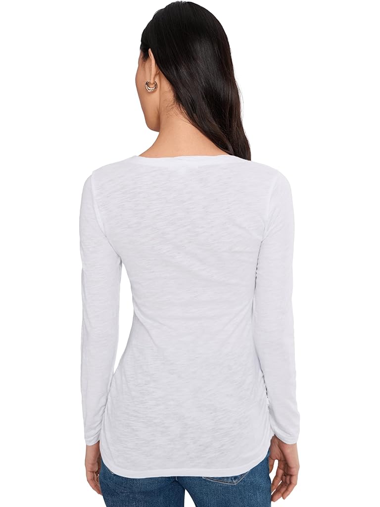 White Mod-o-doc Long Sleeve Twisted Scoopneck Tee