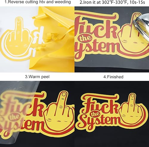 Miniatura 5 de FUNKAKA Paquete de vinilo de transferencia de calor amarillo HTV de 12 x 10 pulgadas, vinilo amarillo brillante para planchar para camisetas, 10