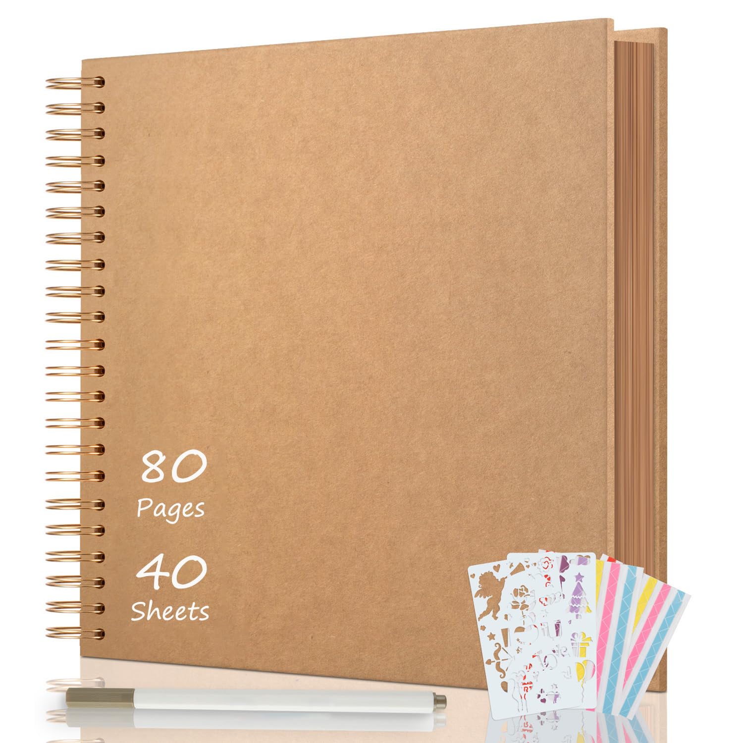 AIOR Fotoalbum zum Selbstgestalten und Einkleben, DIY Spiralalbum 40 Seiten