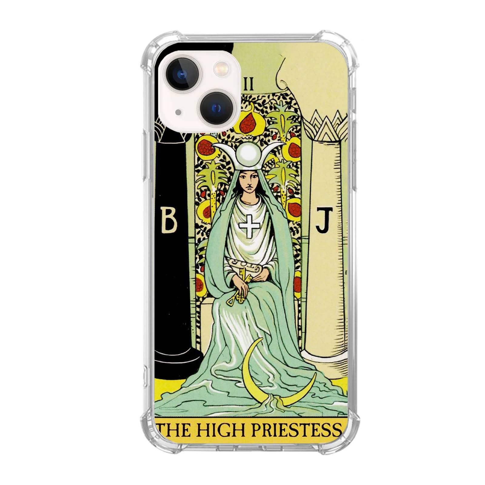 coll helotk The High Priestess Tarot Card Case Compatible with iPhone 13,The High Priestess Tarot Card Pattern Slim Shockproof TPU Bumper Protective Cover Case for iPhonec 13