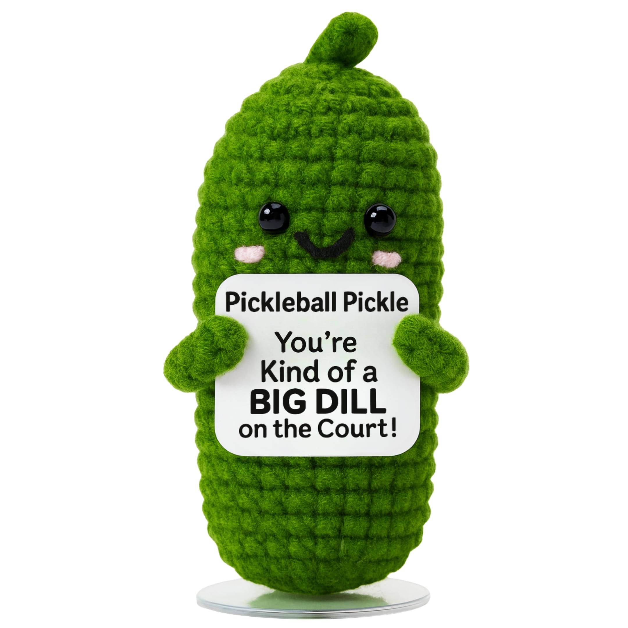 Pickleball Pickle Crochet with Stand. Handmade Pickle Gift for Women, Friends, Family, Co Workers. Birthday Gifts Best Friends