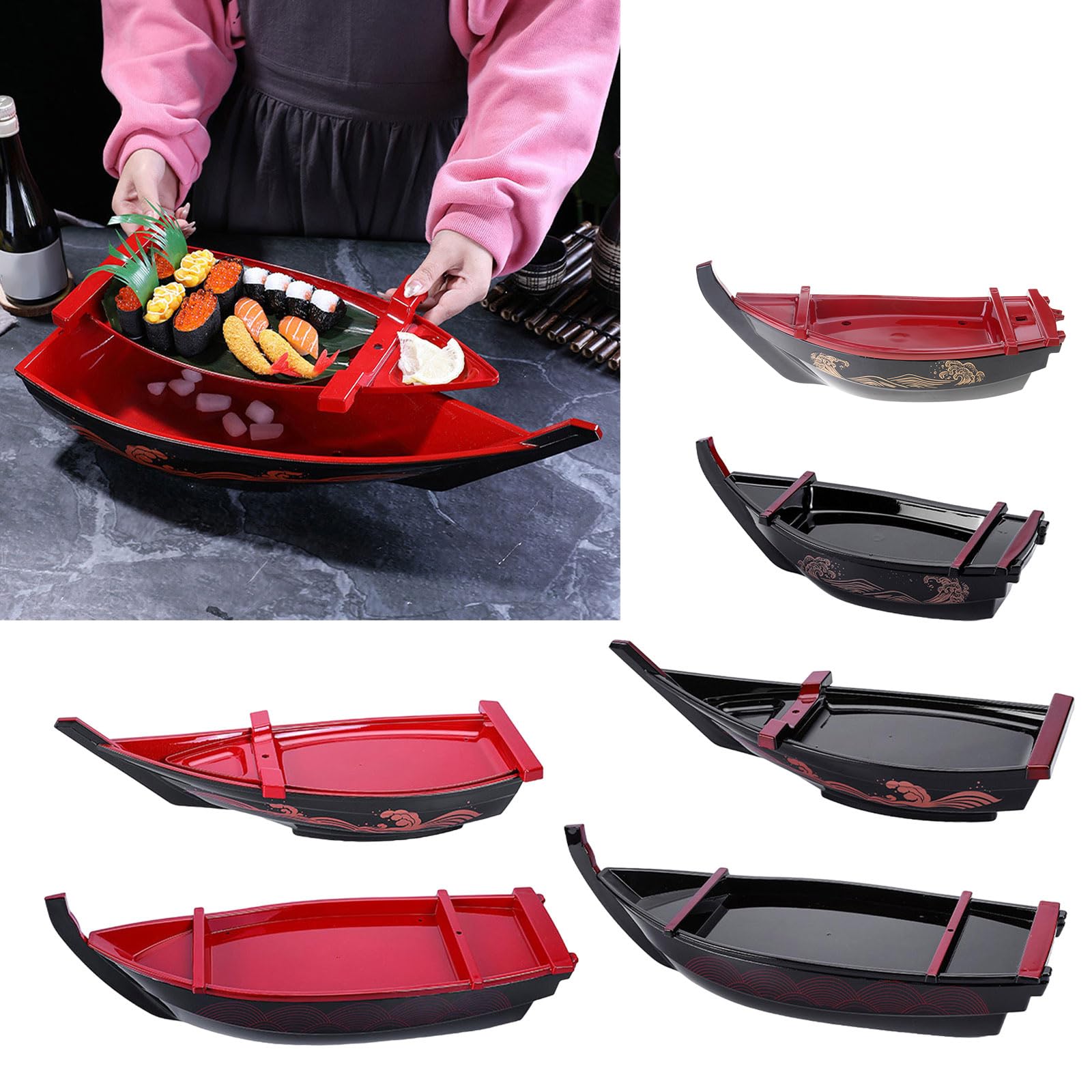 Assiette à sushis en forme de bateau - Plateau de service créatif pour la maison et le restaurant