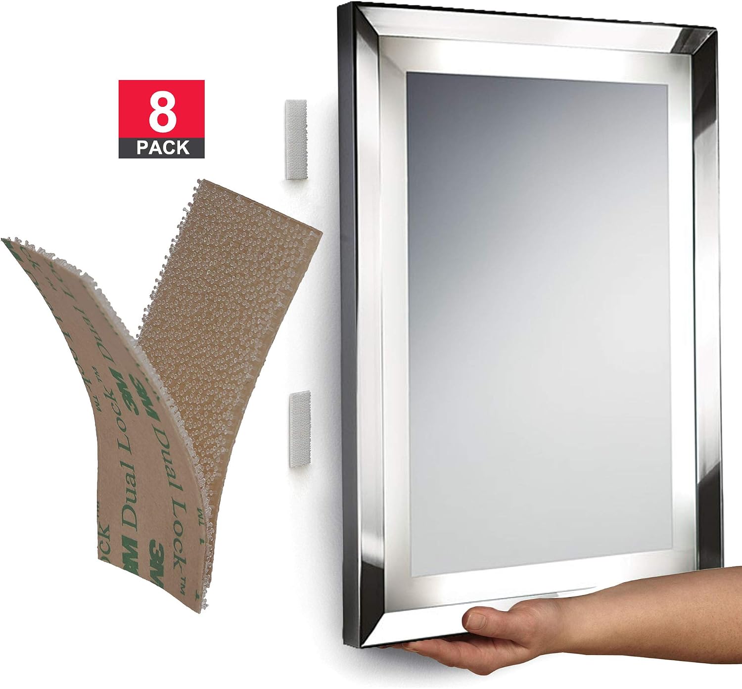 Picture Hanging Strips: Wall Hangers Without Nails, Damage Free Picture Hanging Kit, 8-PCs Pack Clear X-Large Strips (1.0 in x 6.0 in)