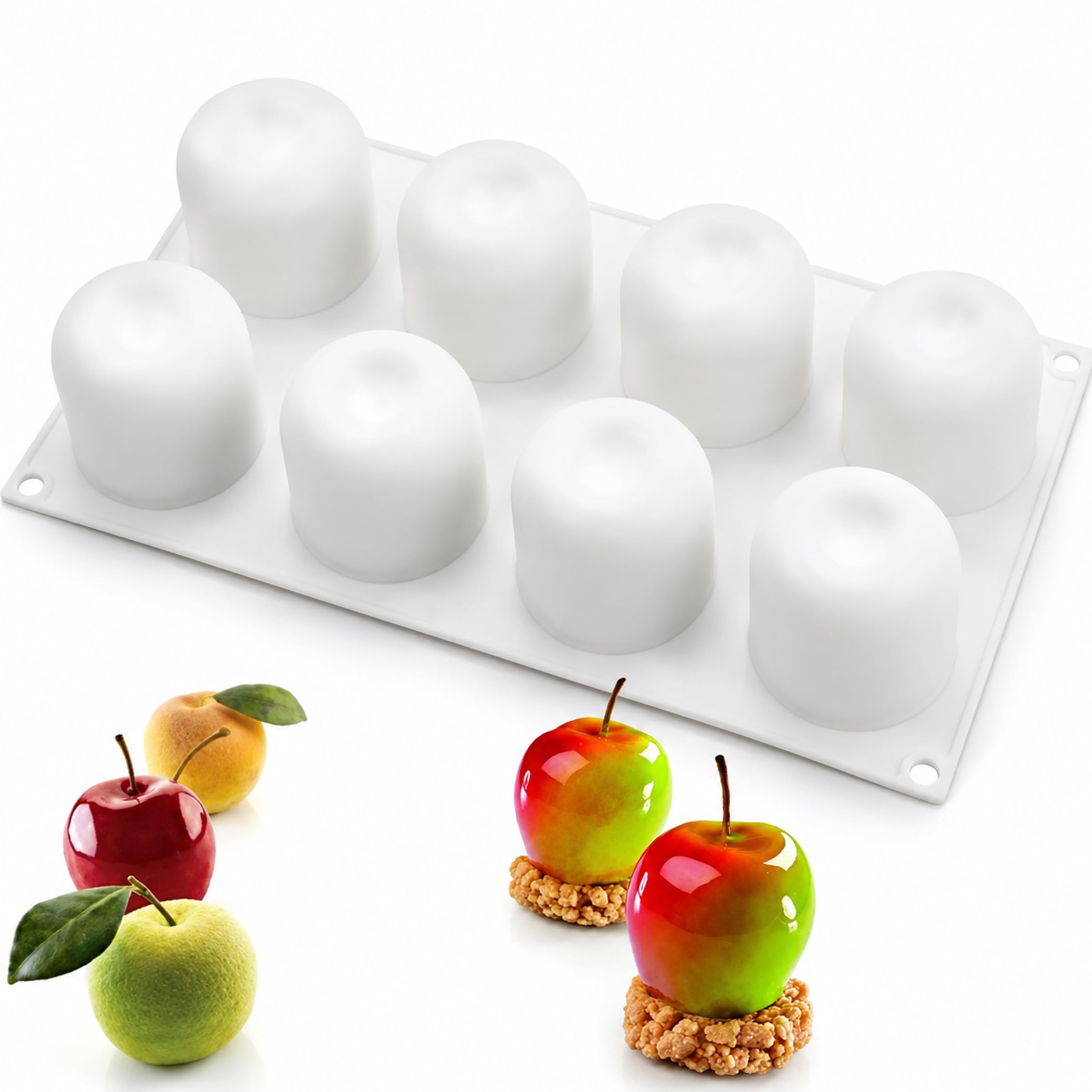 OCPO Kitchen Apple Silicone Mold for Baking Mousse Cake, 8 Cavities