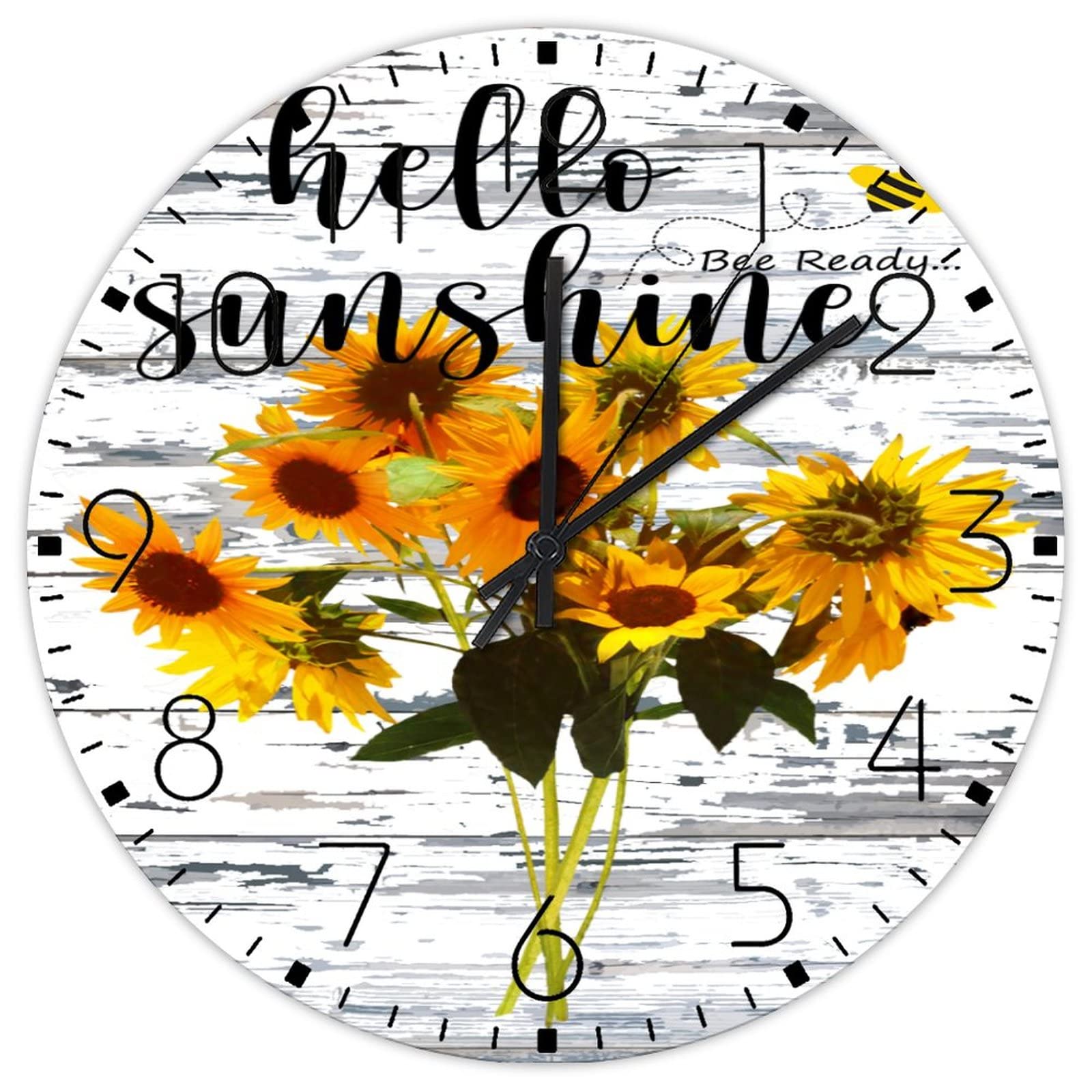 Horloge murale en bois tournesol vintage de 38 cm pour decoration de chambre d'enfant