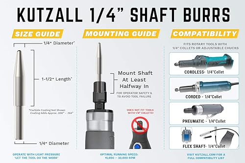 Vista 11 de Kutzall Fresa giratoria cónica original, eje de 1⁄4 pulgadas, broca de tallado de madera fina para Bosch, DeWalt, Milwaukee. carburo de tungsteno