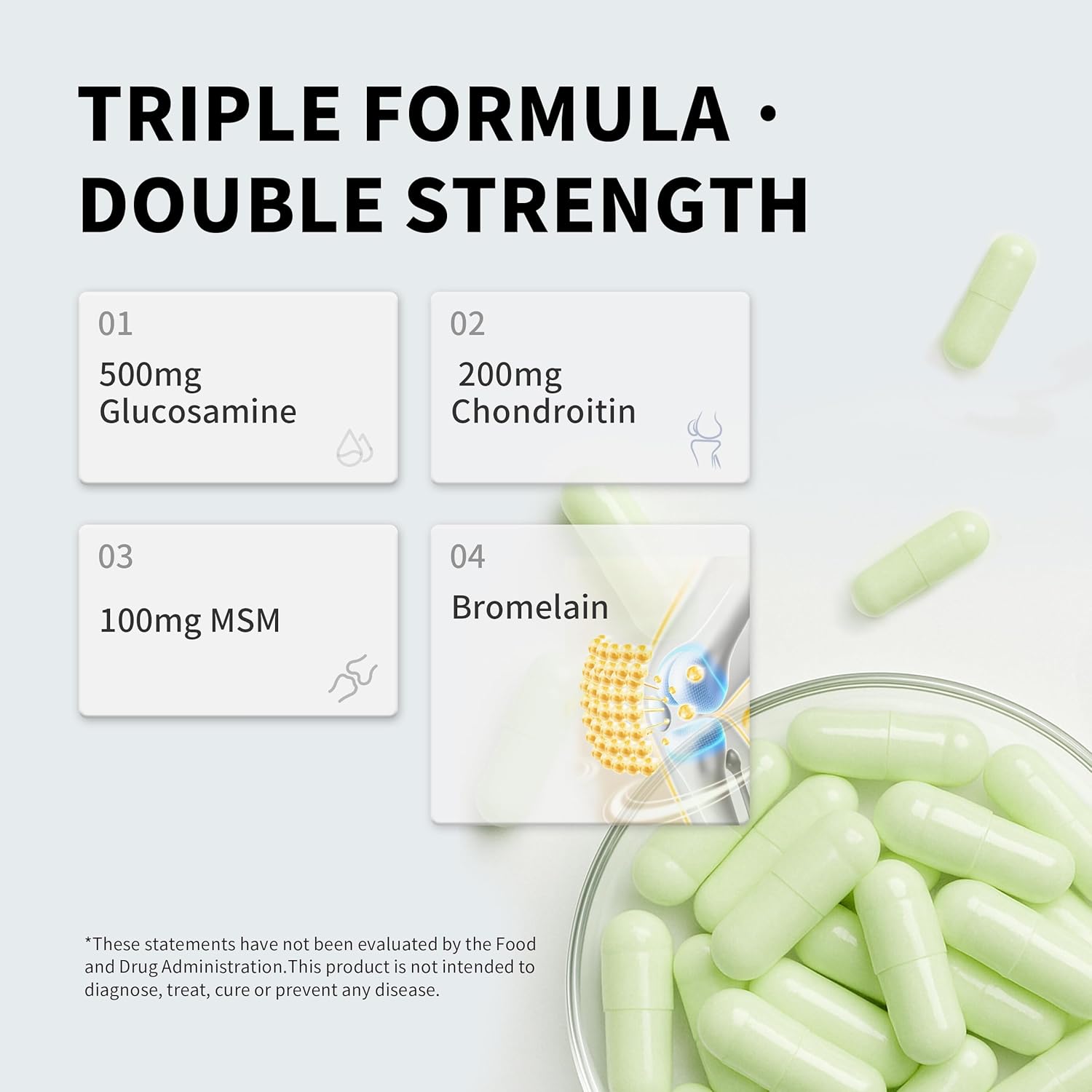 4-in-1 GLS Glucosamine Sulfate 1250mg 150 Count - Joint Support Supplement, Glucosamine Chondroitin MSM with Bromelain, Cartilage, Mobility & Flexibility Support, Made in Canada