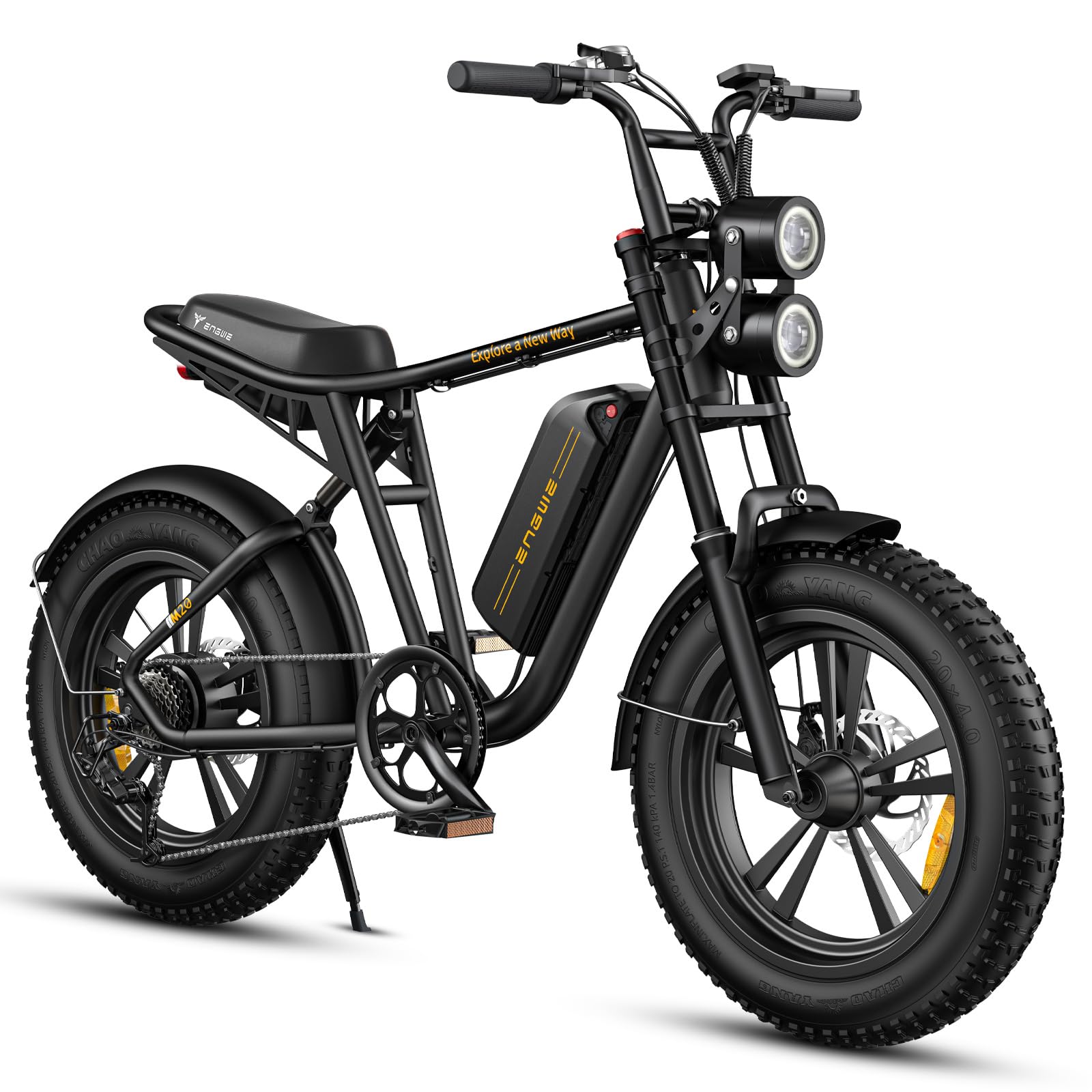 ENGWE M20 Bici Elettrica Uomo, 150KM/75KM,Autonomia Sistema con 20"×4.0 Fat Tire,48V 26AH/13AH E-bike Off-roade Cambio 7 Velocità e Sospensione Completa