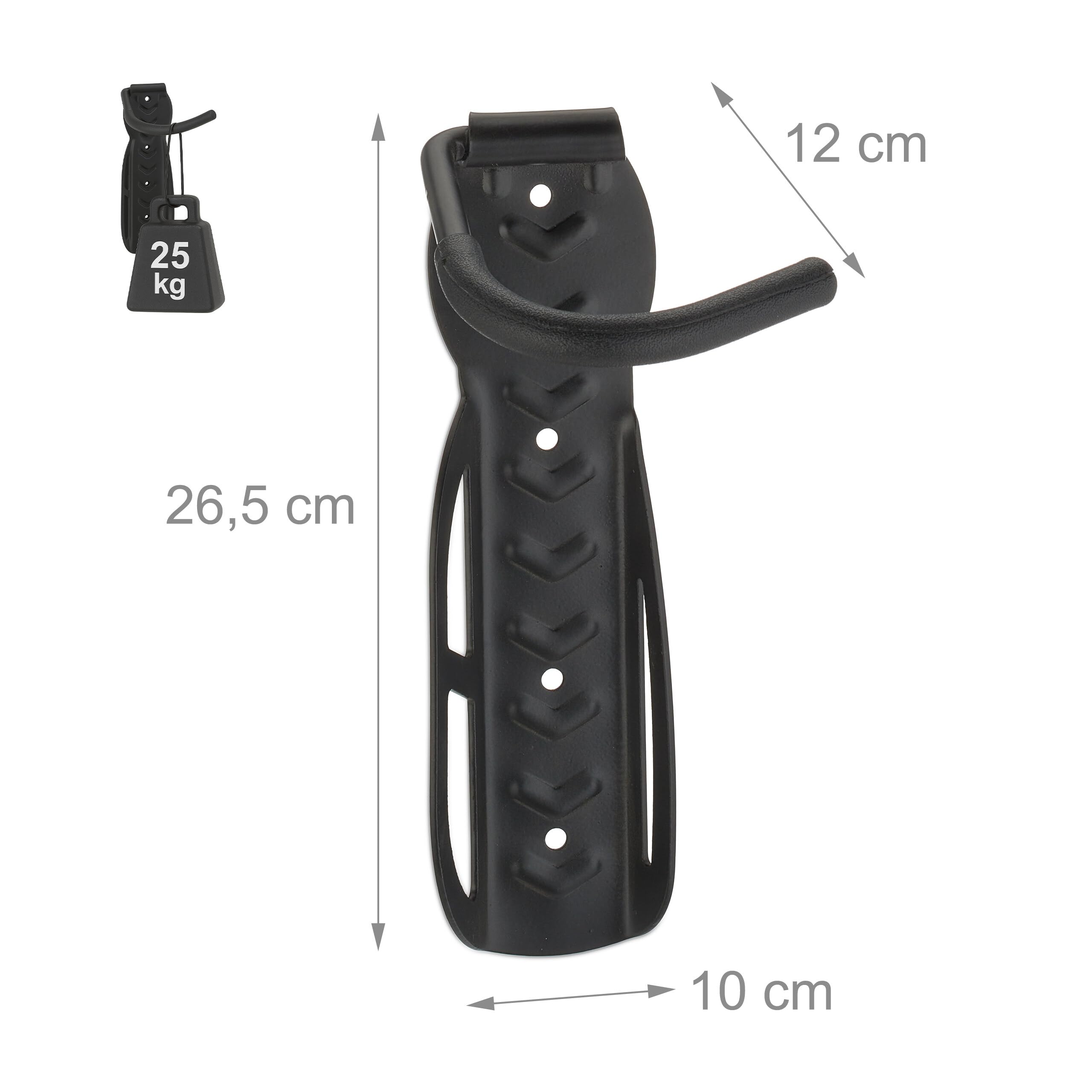 Relaxdays, 100% Stahl, Fahrradhalterung 2er Set, Fahrrad Wandhalterung, Zum Aufhängen, schwarz Baumarkt