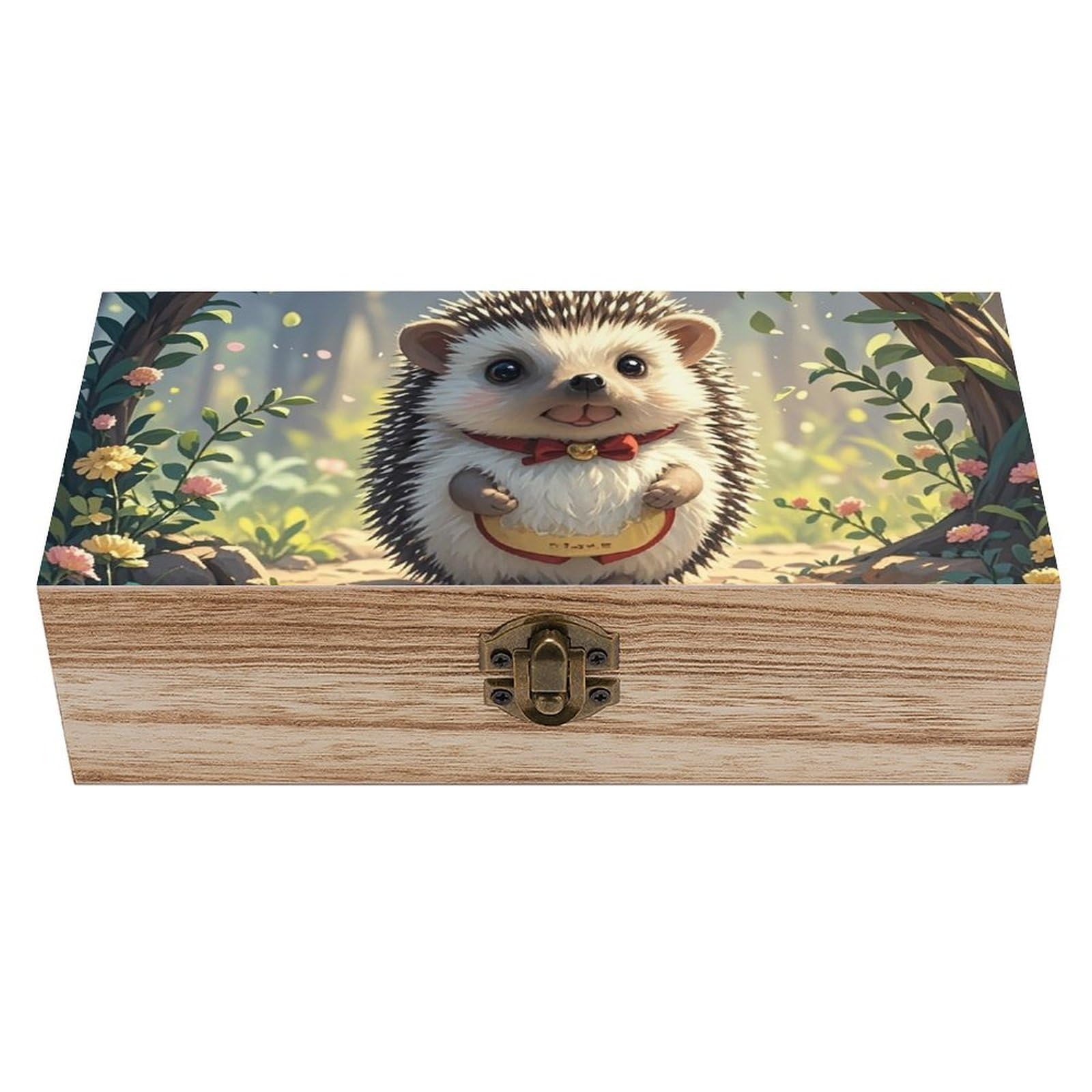 asbwuo Lovely Hedgehog Wooden Keepsake Box Storage Boxes with Hinged Lid