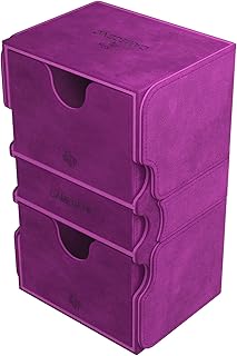 Stronghold 200+ XL Convertible Deck Box | Double-Sleeved | Card Game Protector with Accessories Drawer | Nexofyber Surface | Holds up to 200 Cards | Purple | Made by Gamegenic (GGS20113ML)