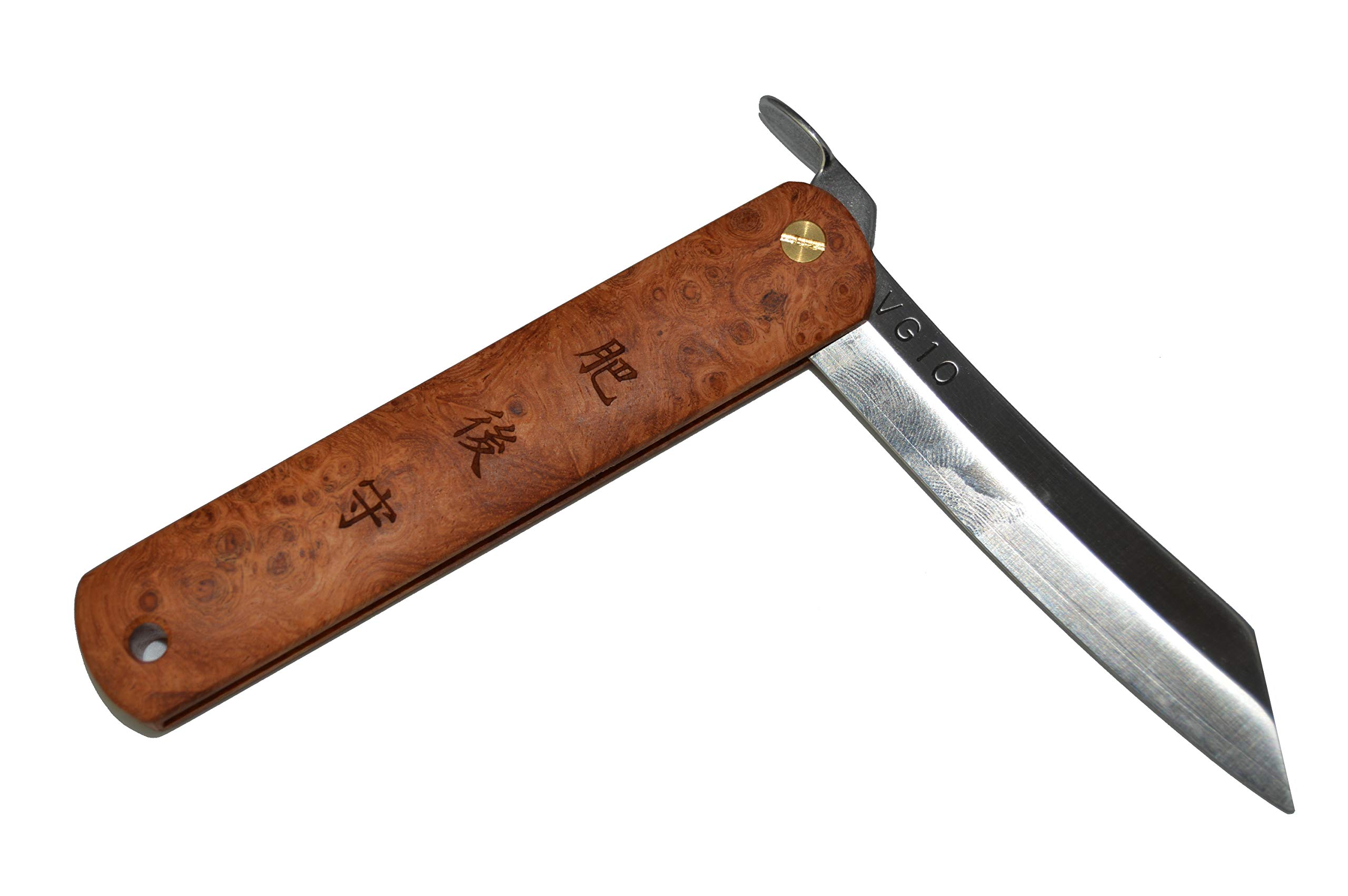 HIGO NO KAMI Higonokami japoński, ręcznie wykonany nóż składany, scyzoryk, drewniany trzonek VG-10, ręcznie wykonany w Japonii przez Nagao Kanekoma