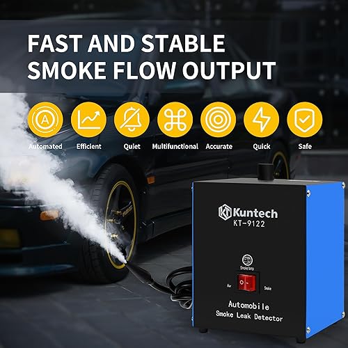 Miniatura 5 de Máquina de humo automotriz con bomba de aire incorporada, detector de fugas de humo de 12V CC para sistema de tuberías, fugas de combustible,