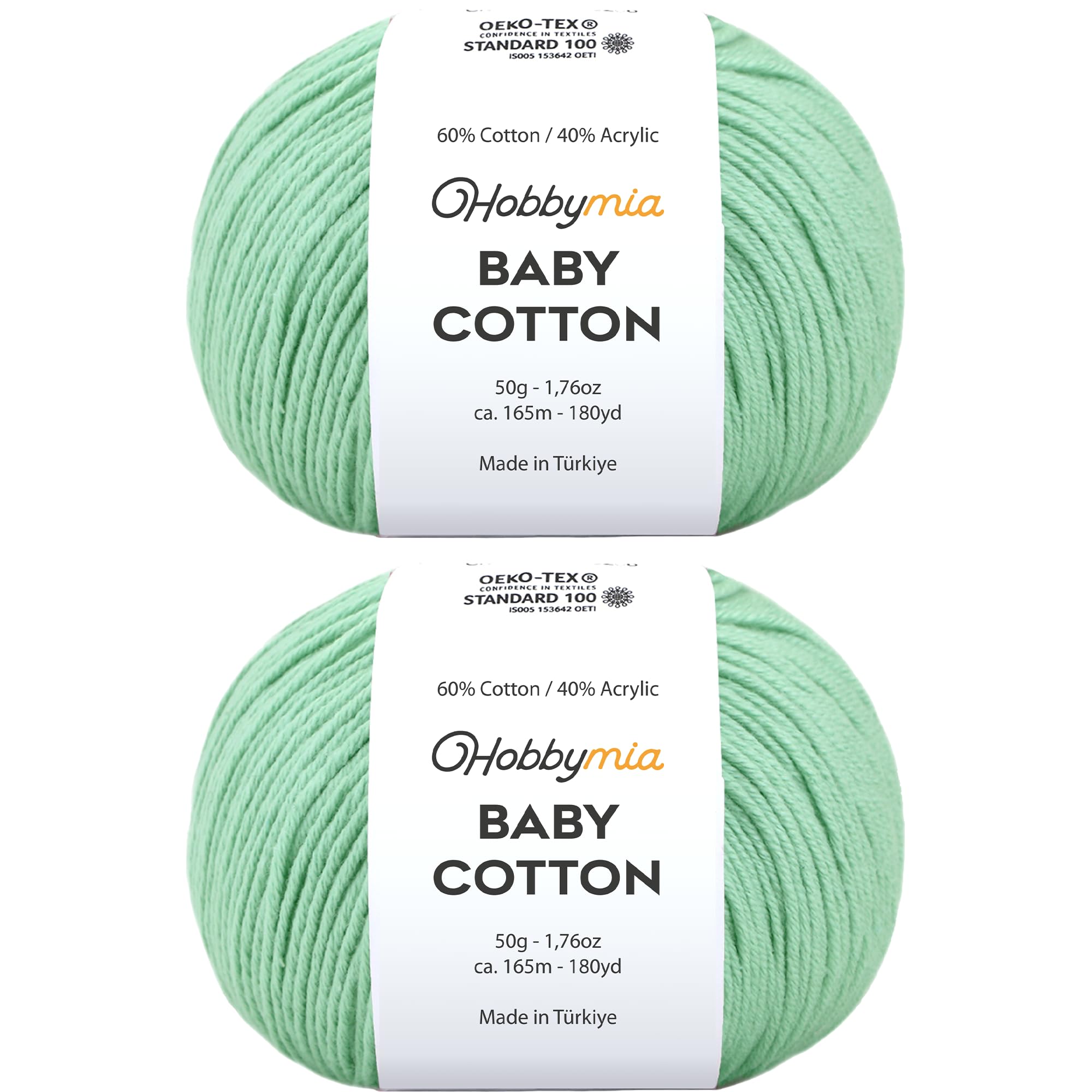 Baby Cotton Blend Yarn – Soft Sport Weight Yarn for Crochet & Amigurumi - 50g/180yds - 60% Cotton 40% Acrylic - Ideal for Baby & Knitting Proj.(Neon Green, 1 Ball) — view 24