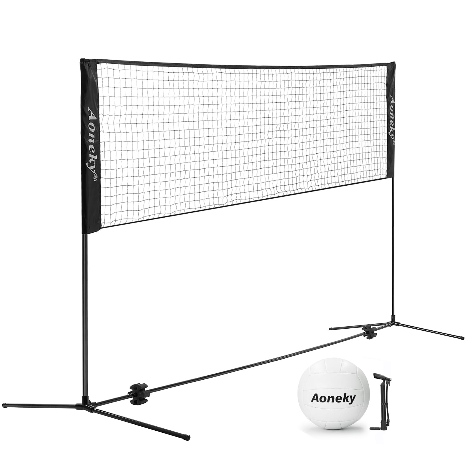 Aoneky Juego de voleibol portátil de 20 pies para patio trasero, césped, playa, incluye red de voleibol, voleibol, bomba