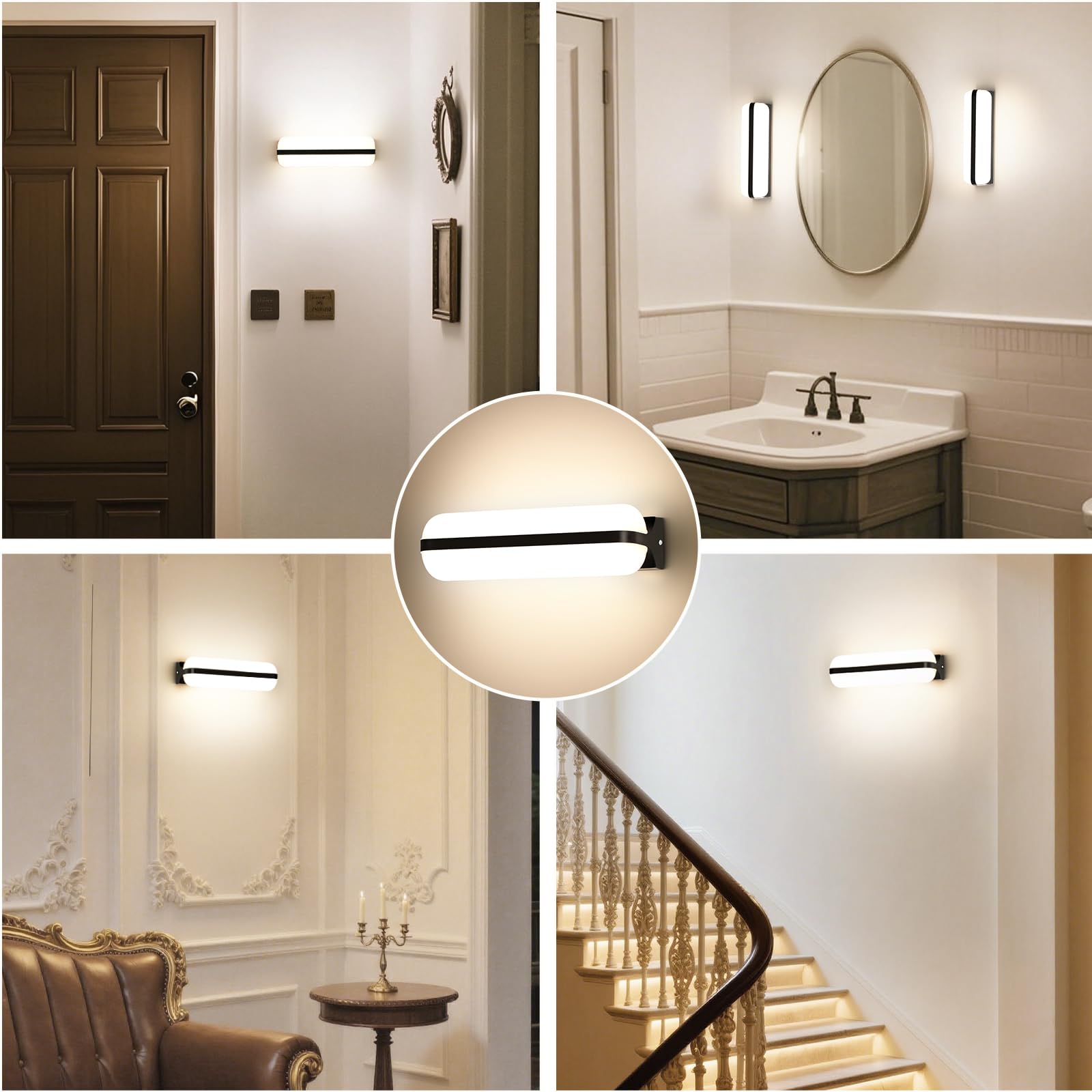 VivaLet LED Applique Murale Intérieure/Exterieur 20W 2000LM, Éclairage Par le Haut et Par le Bas Luminaire Extérieur, 4000K IP65 Etanche Lampe Exterieur Murale Applicable Balcon Couloir Cave Jardin WC