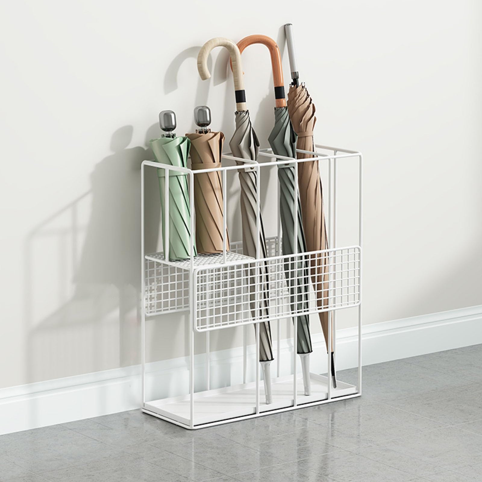 GYRAZXS Metal Umbrella Stand with Removable Drip Tray - Large Capacity Holder for Entrance, Corridor, or Lobby - Durable Organizer Rack