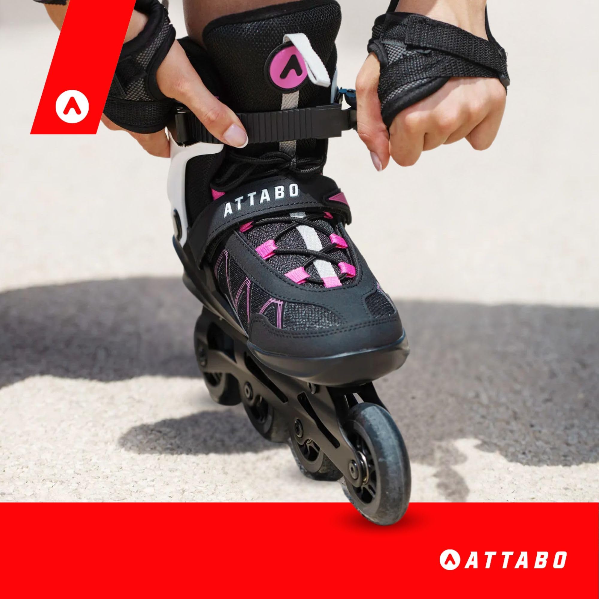 ATTABO Patines en línea Bliss para Mujer 37-42 EU Comodidad y Seguridad Bota Semirrígida Chasis de Aluminio Ruedas 80 mm PU Rodamientos ABEC-7 Ajustable Color Rosa