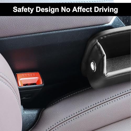 Miniatura 7 de Organizador de espacio para asiento de automóvil con soporte para tazas, paquete de 2 cajas de almacenamiento ajustables de cuero para asientos
