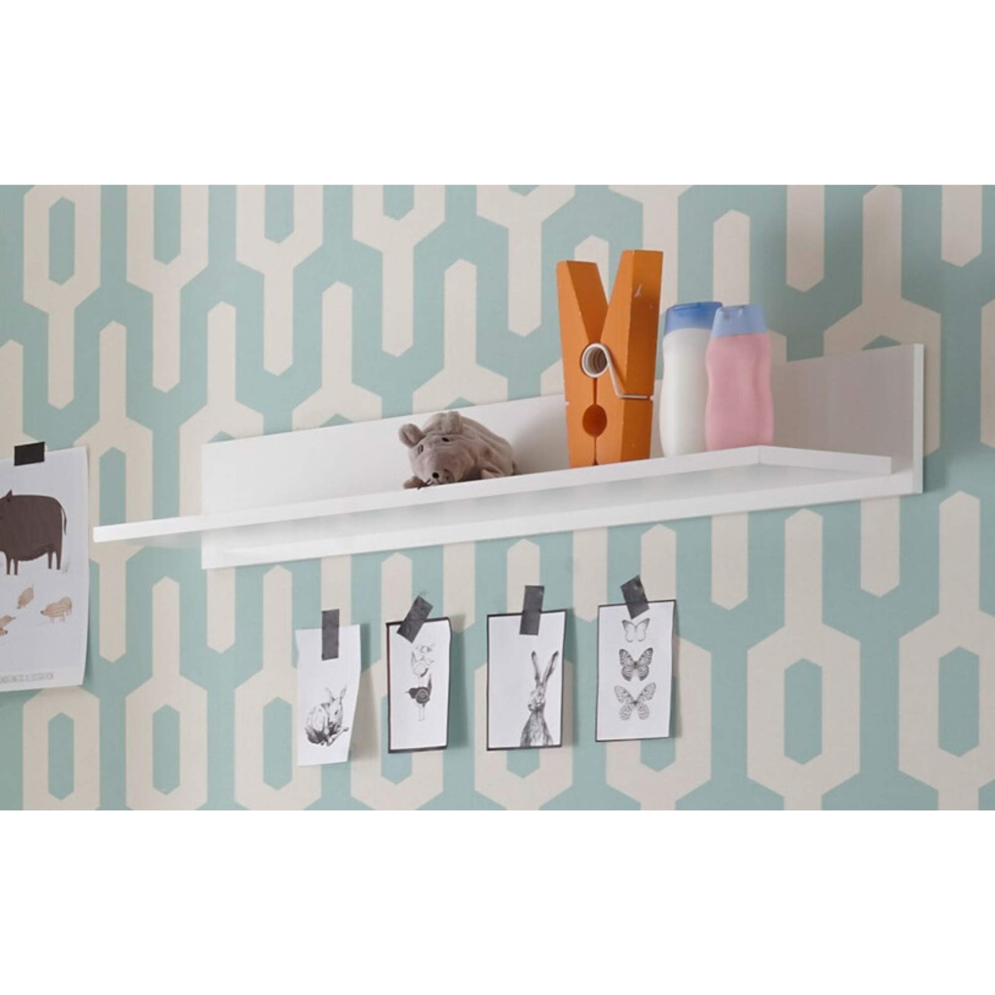 Stella Trading BIBO Blanc – étagère Murale Polyvalente pour Votre Chambre de bébé, Dérivés de Bois, 95 x 15 x 22 cm